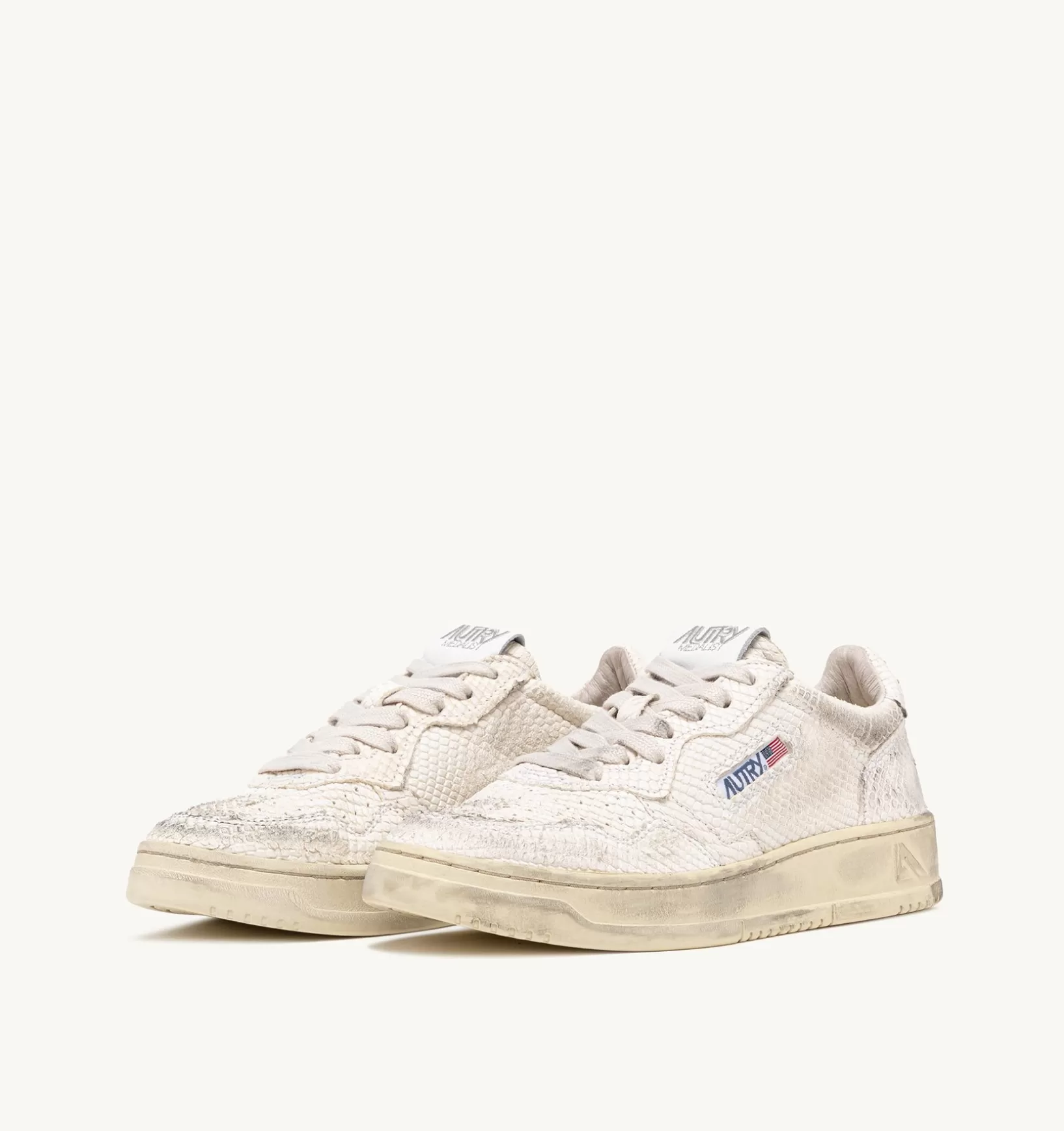 AUTRY Sneakers Medalist Low In Pelle Effetto Snake Colore Bianco^Donna Medalist