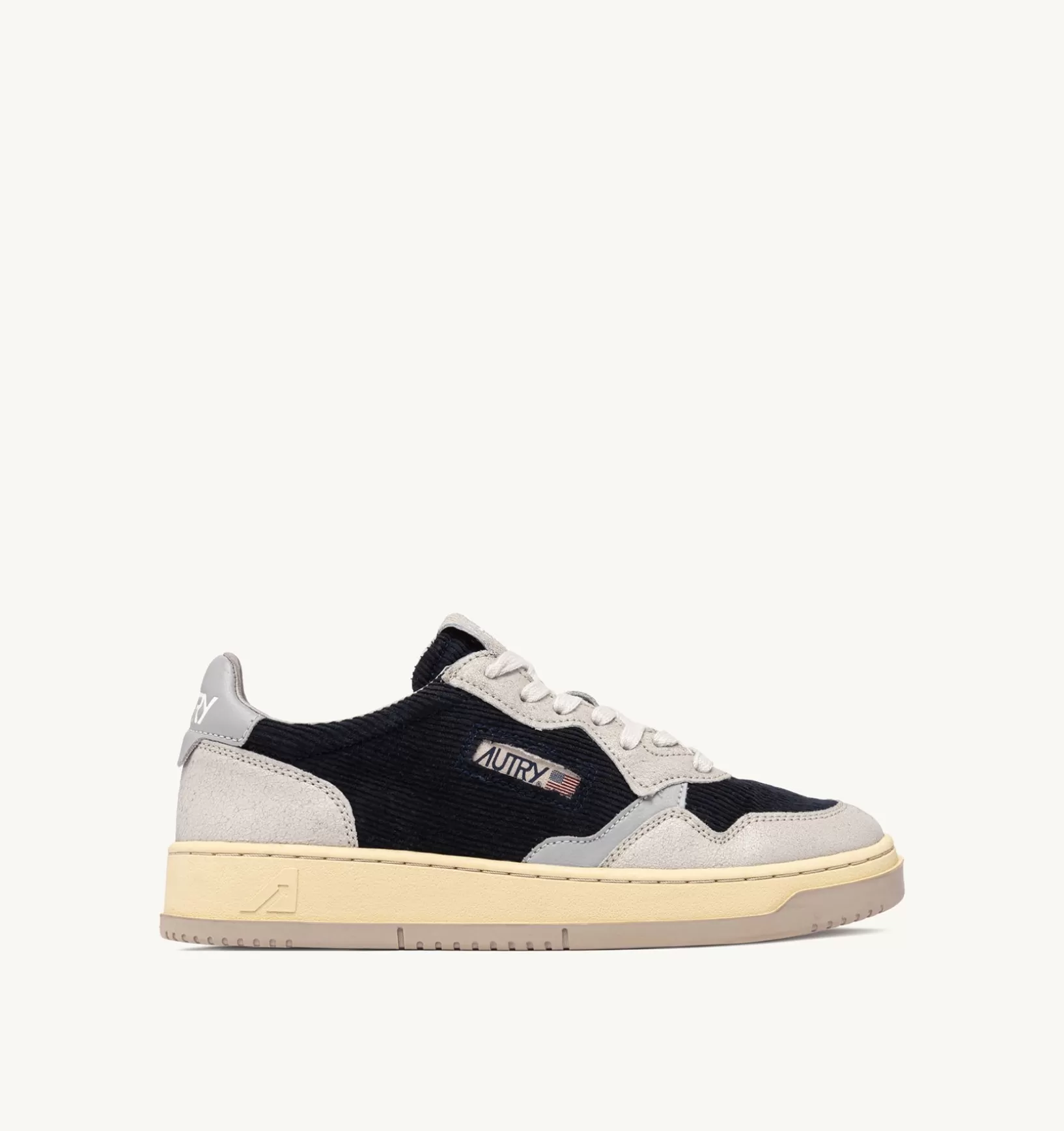 AUTRY Sneakers Medalist Low In Pelle Grigia E Velluto A Costine Blu^Uomo Medalist