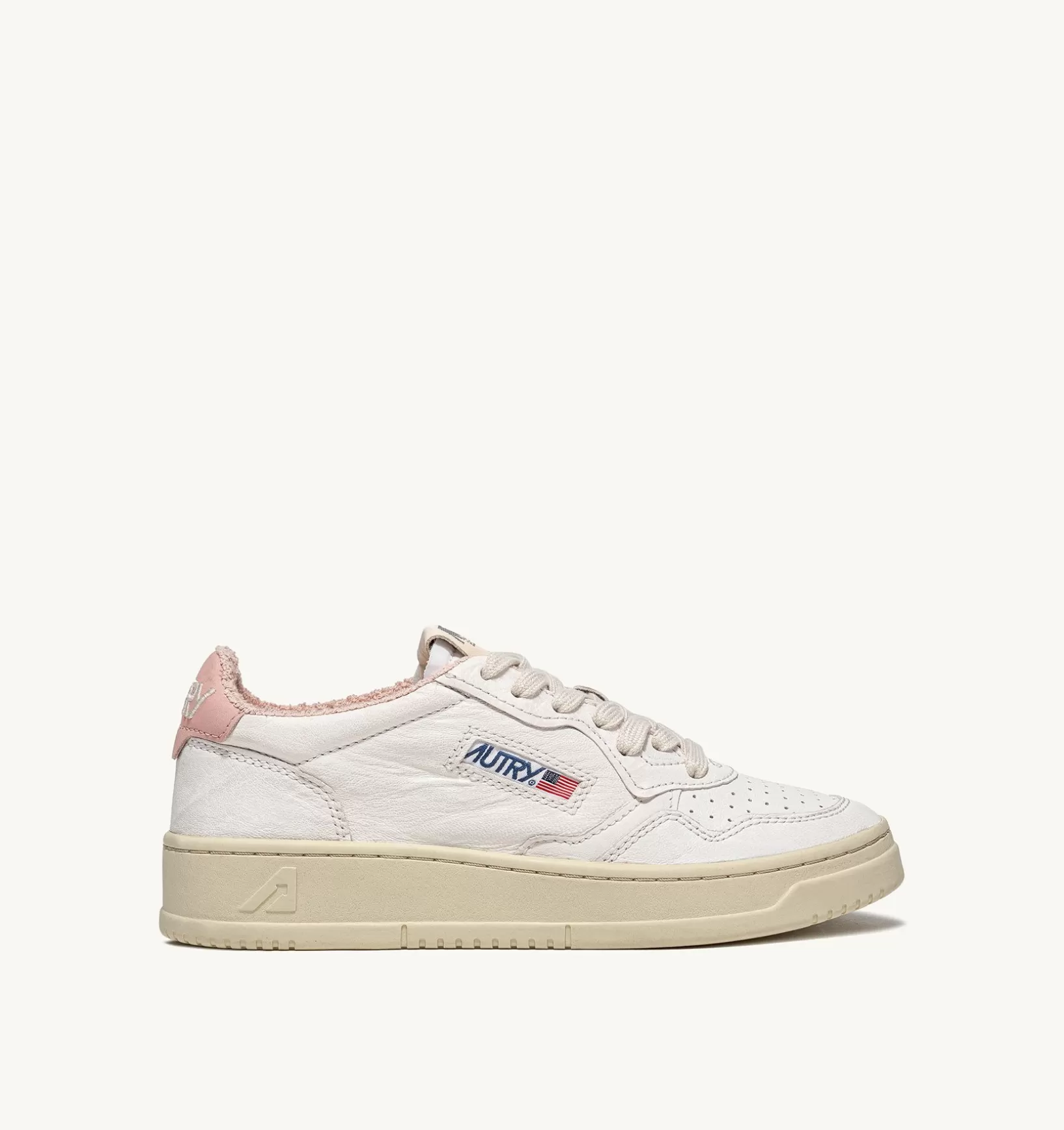 AUTRY Sneakers Medalist Low In Pelle Morbida Di Capra E Spugna Color Bianco E Powder^Donna Medalist