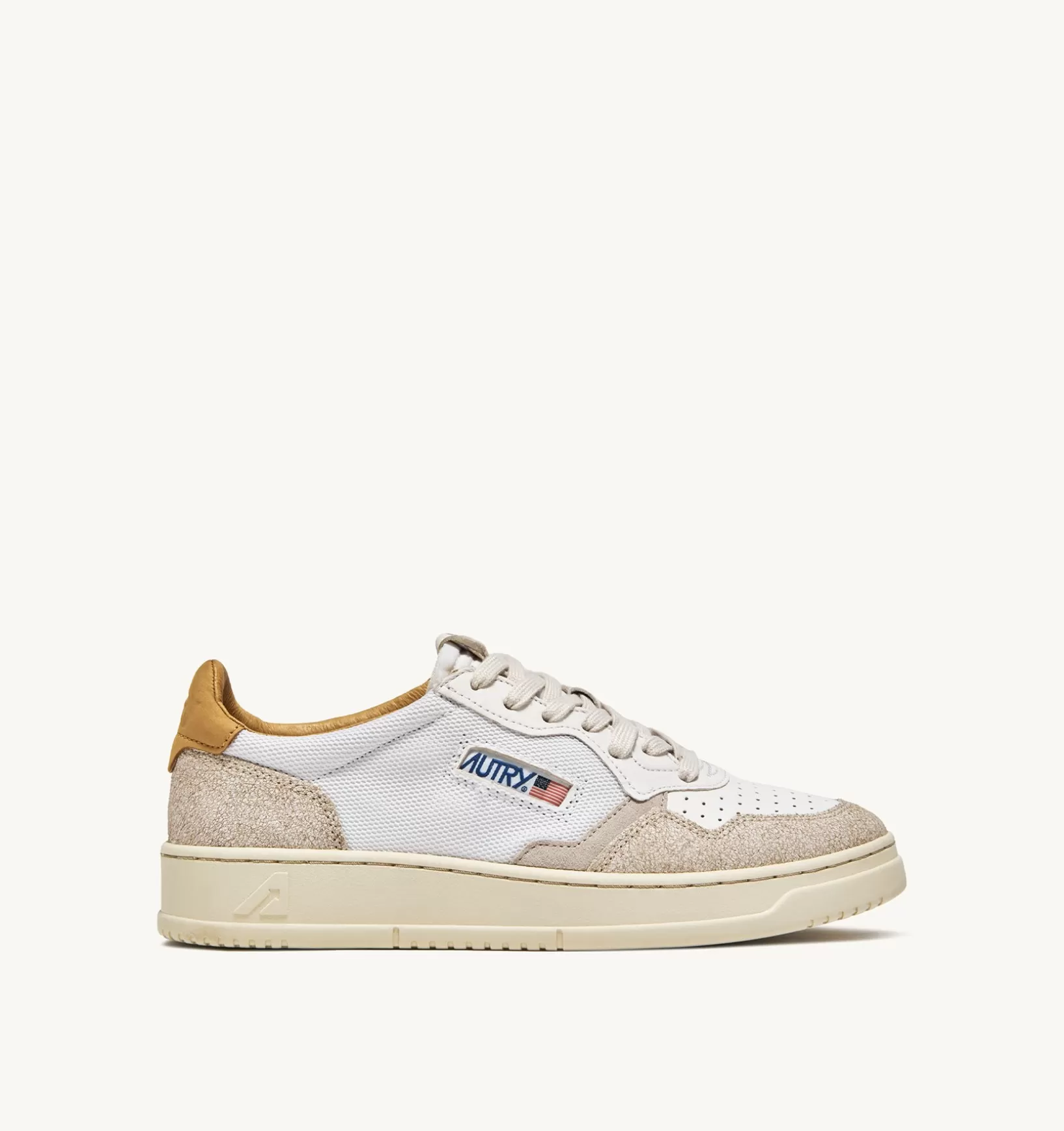 AUTRY Sneakers Medalist Low In Pelle Morbida Di Capra Effetto Dragon E Crackle Nabuk Color Bianco^Donna Medalist