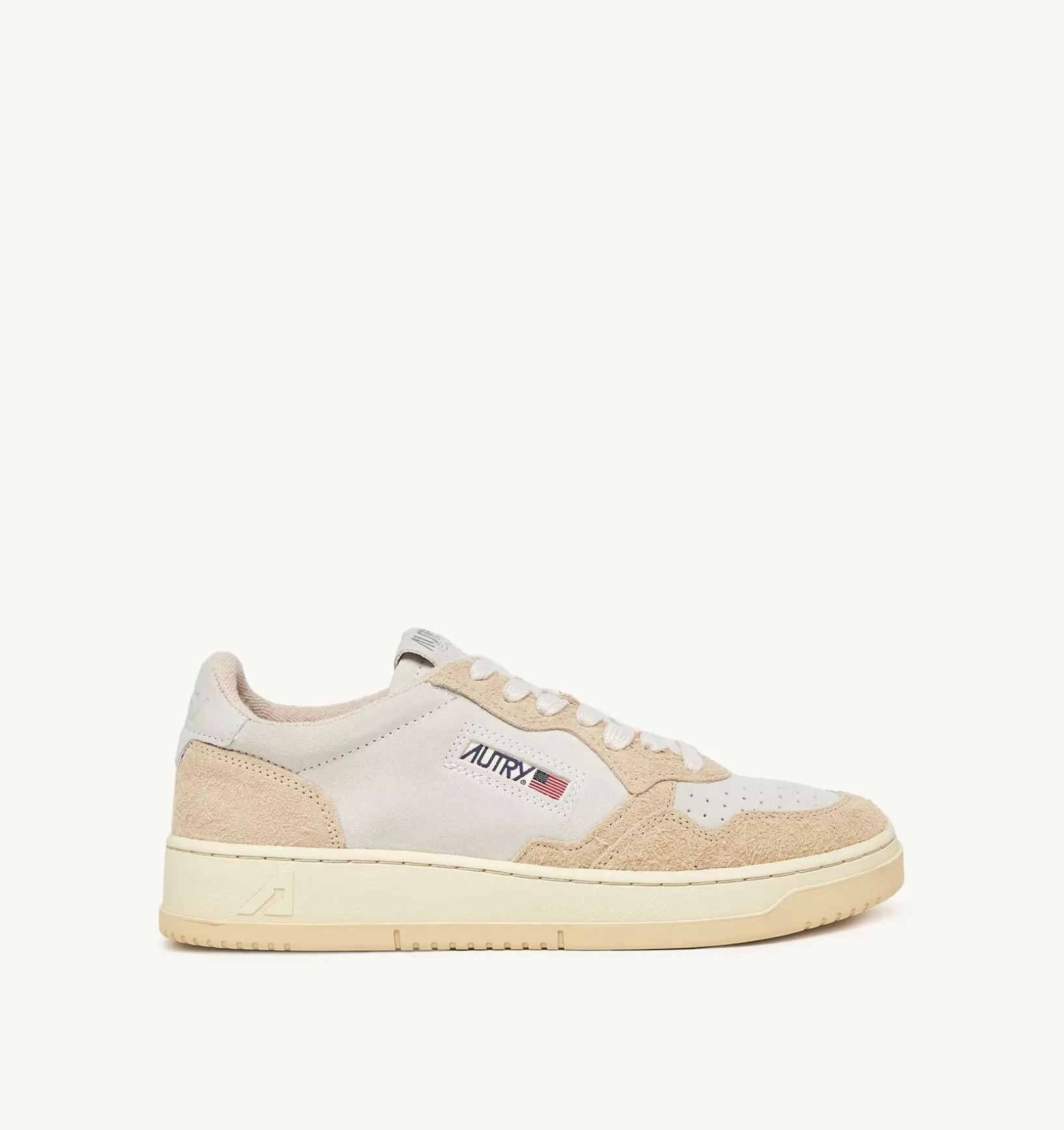 AUTRY Sneakers Medalist Low In Suede Bianco E Suede Effetto Hair Ecru^Uomo Medalist