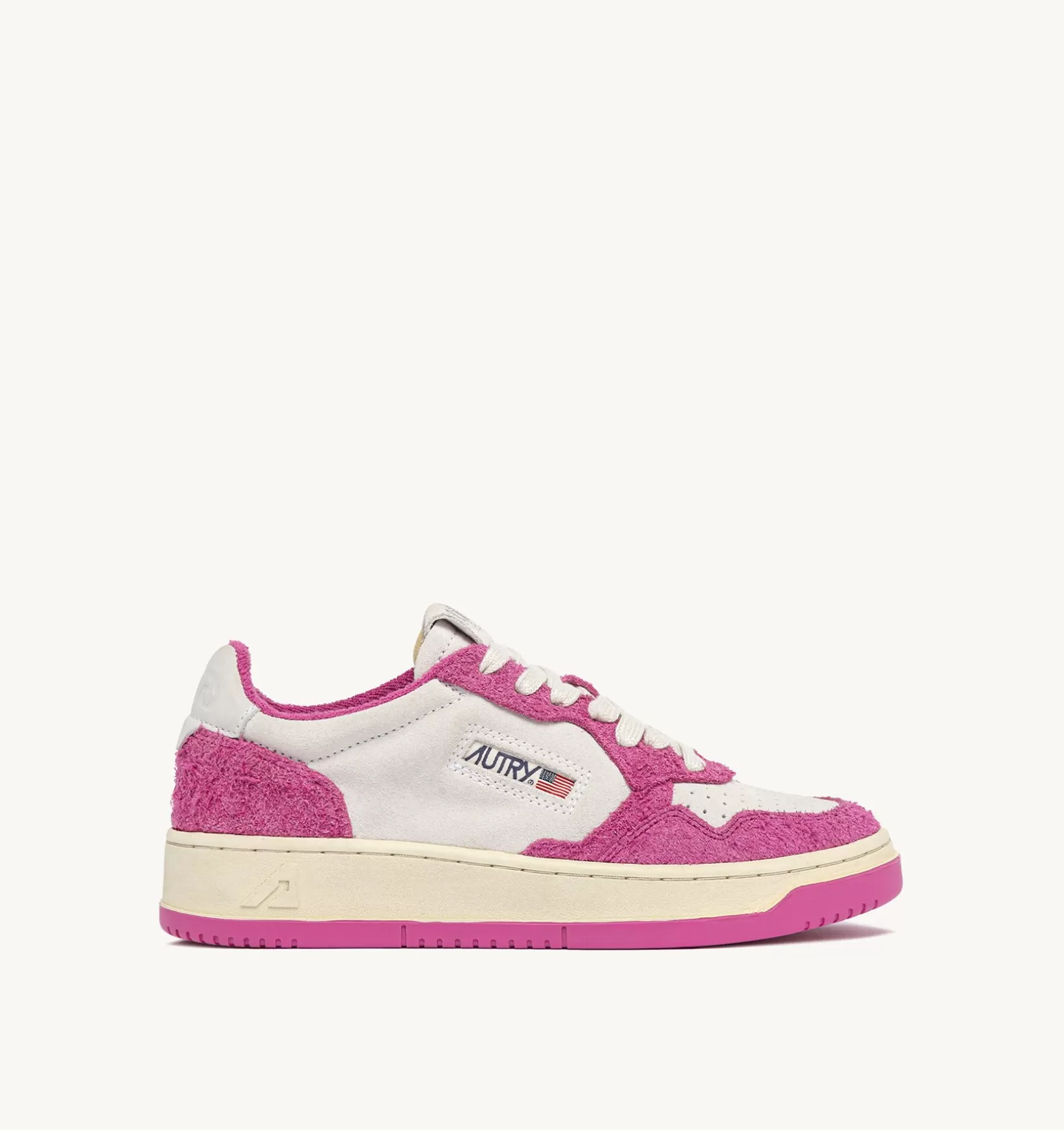 AUTRY Sneakers Medalist Low In Suede Bianco E Suede Effetto Hair Fucsia^Donna Medalist
