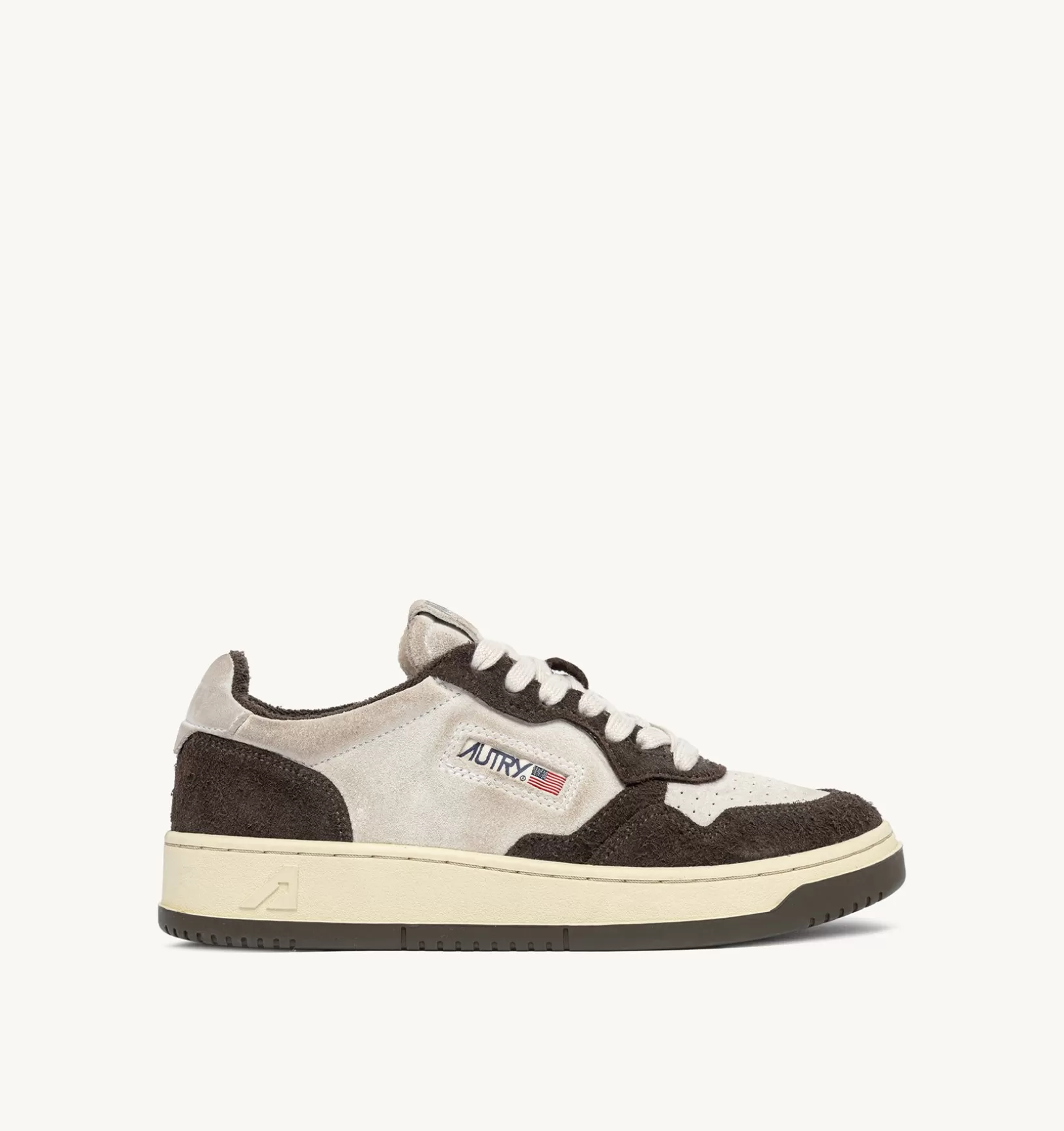 AUTRY Sneakers Medalist Low In Suede Bianco E Suede Effetto Hair Marrone^Uomo Medalist