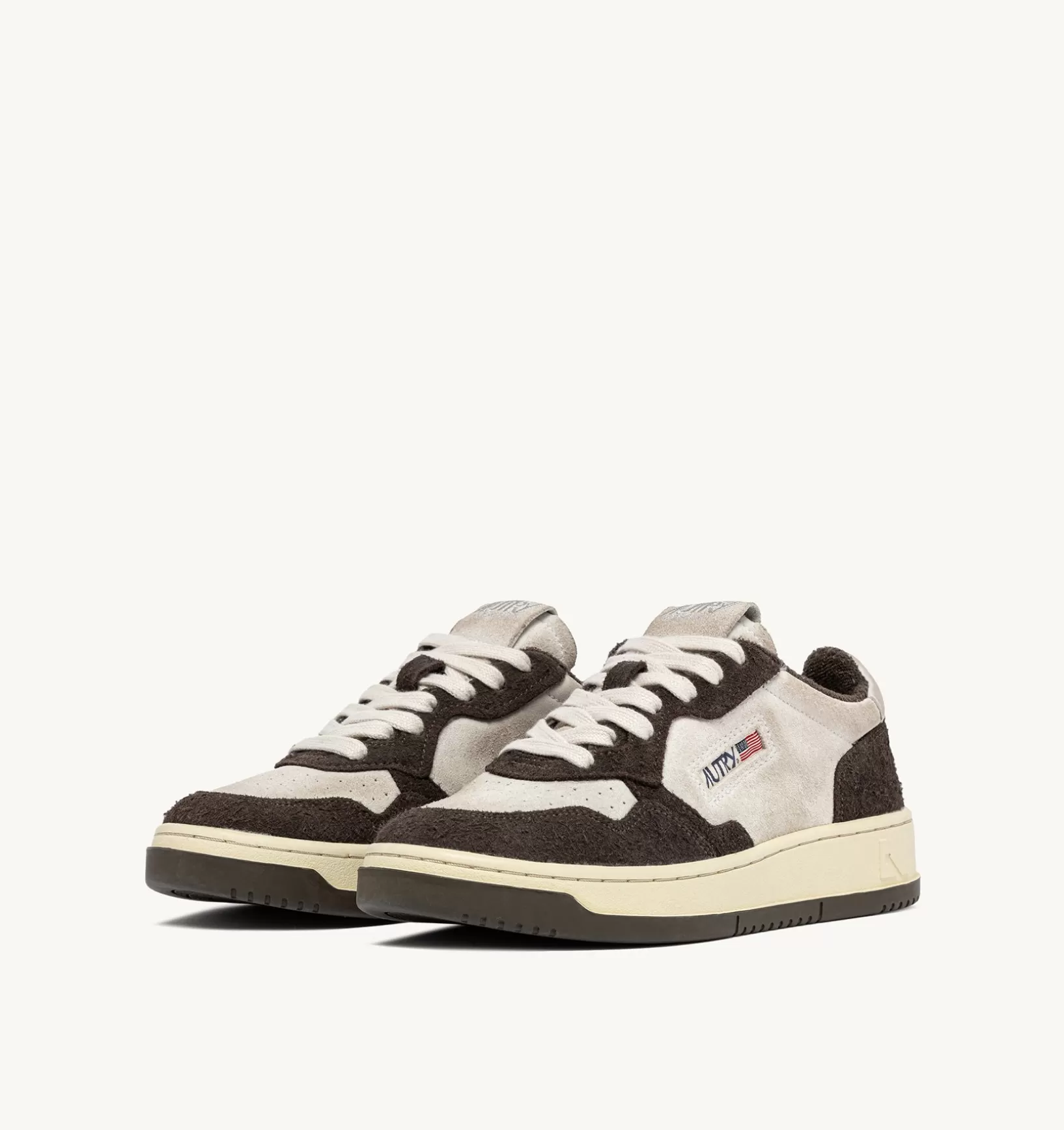 AUTRY Sneakers Medalist Low In Suede Bianco E Suede Effetto Hair Marrone^Donna Medalist