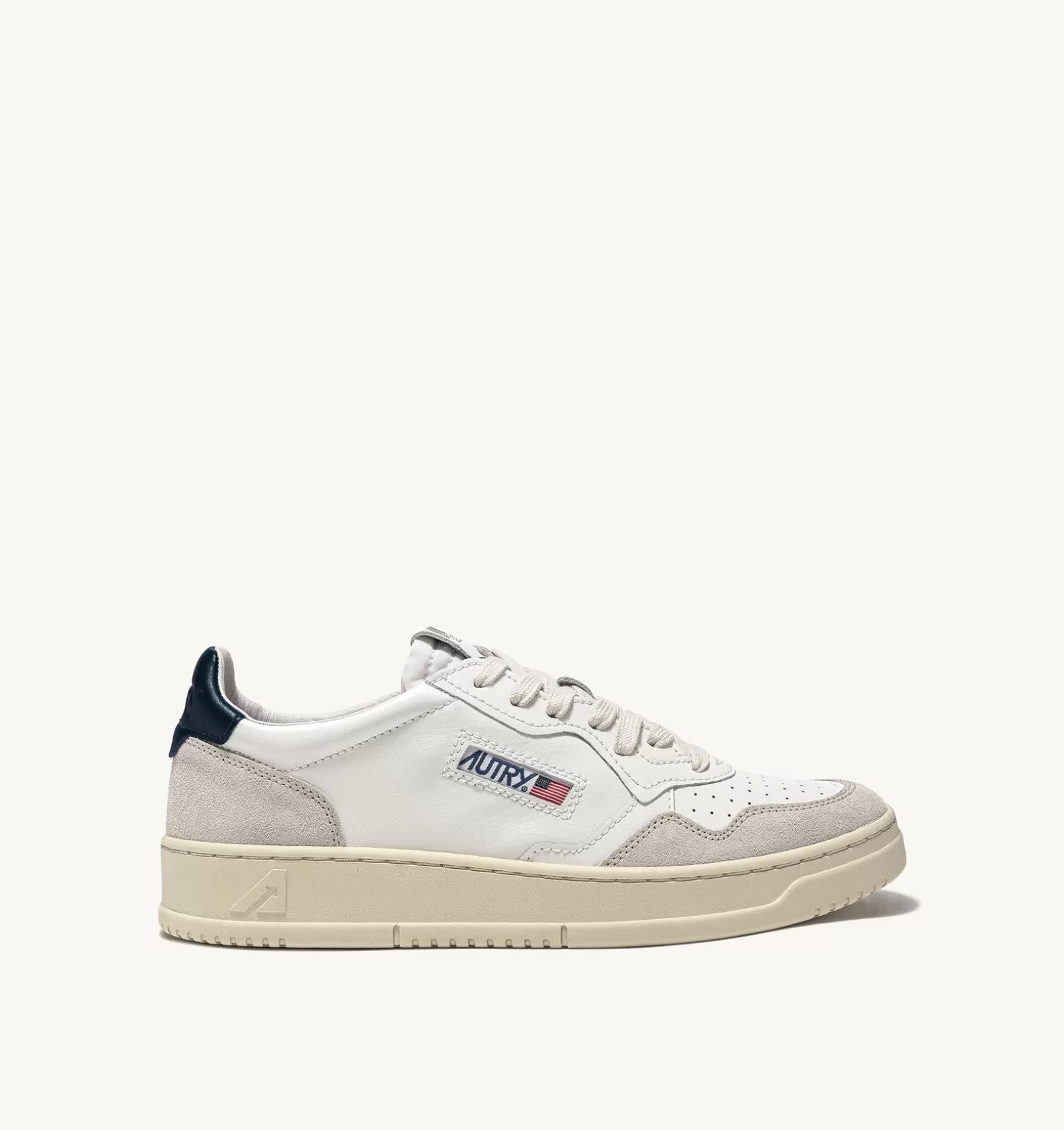 AUTRY Sneakers Medalist Low In Suede E Pelle Bianca E Blue^Donna Medalist