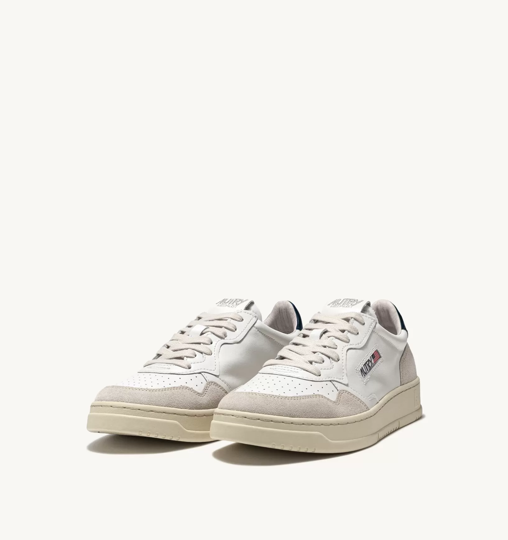 AUTRY Sneakers Medalist Low In Suede E Pelle Bianca E Blue^Donna Medalist