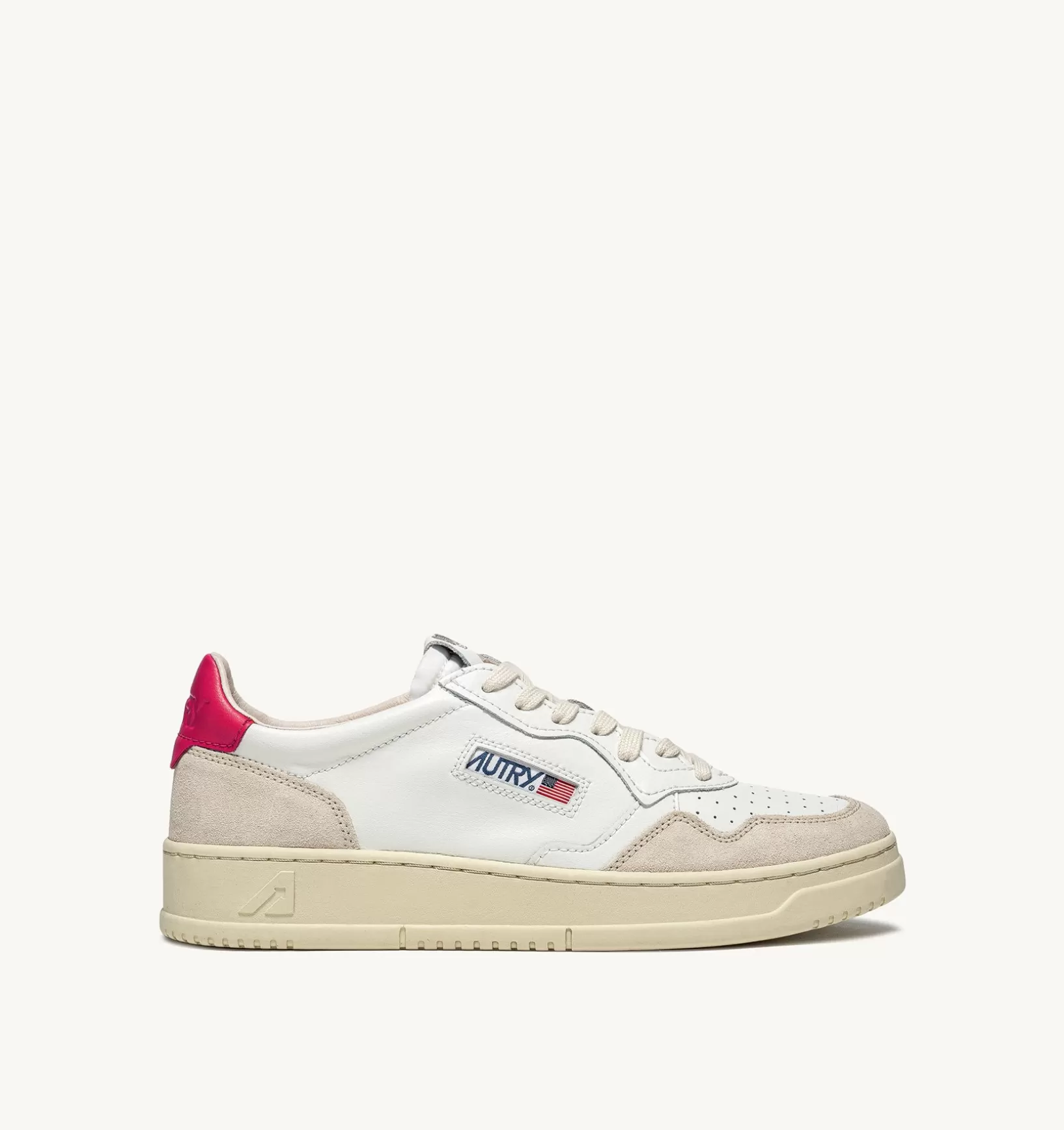 AUTRY Sneakers Medalist Low In Suede E Pelle Bianca E Bubble^Donna Medalist