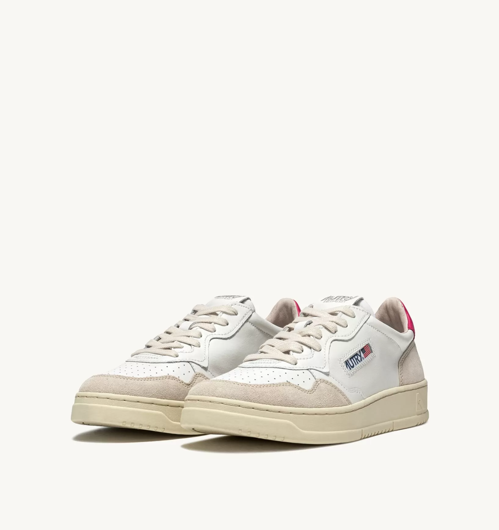 AUTRY Sneakers Medalist Low In Suede E Pelle Bianca E Bubble^Donna Medalist