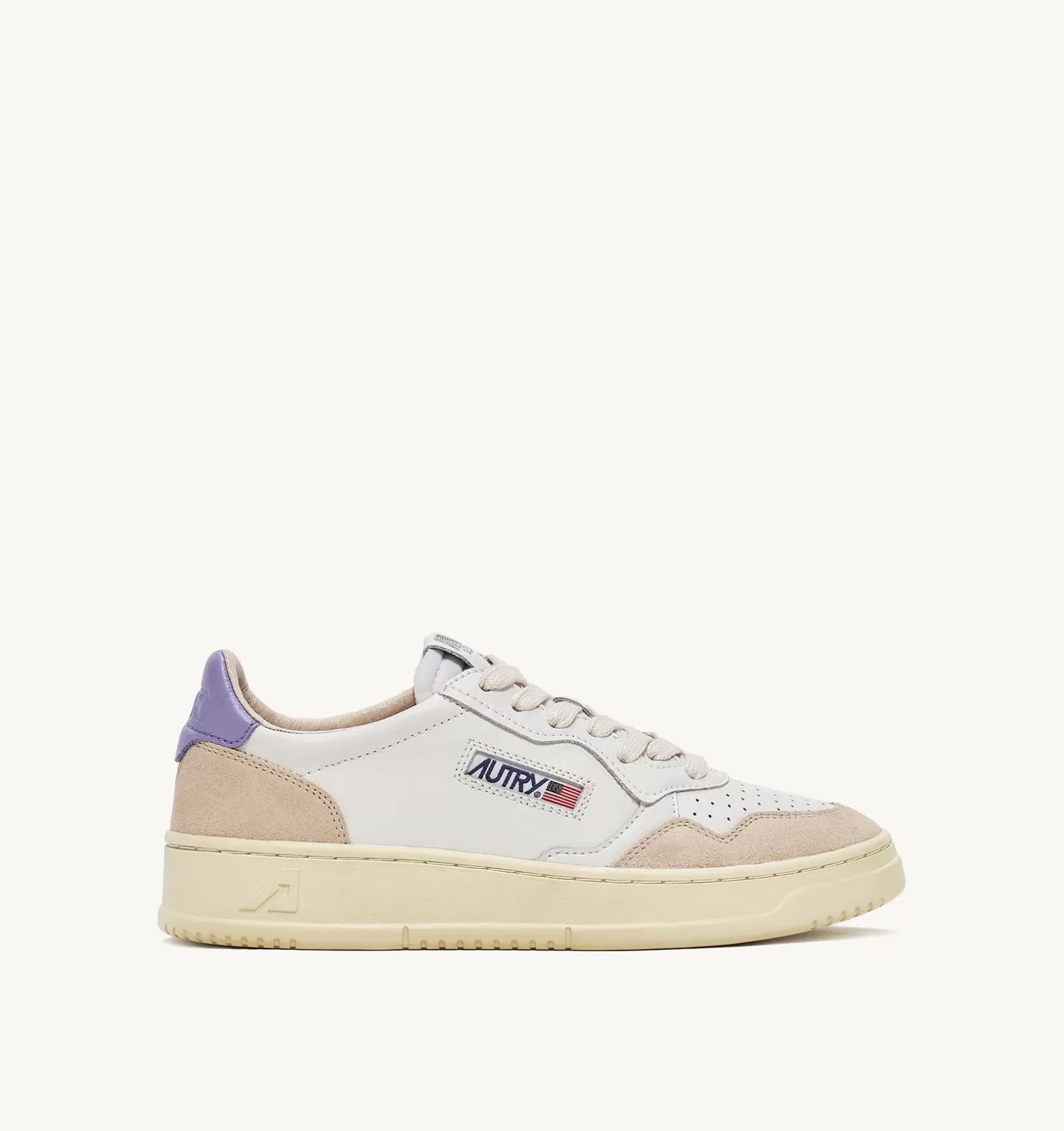 AUTRY Sneakers Medalist Low In Suede E Pelle Bianca E Lavander^Donna Medalist