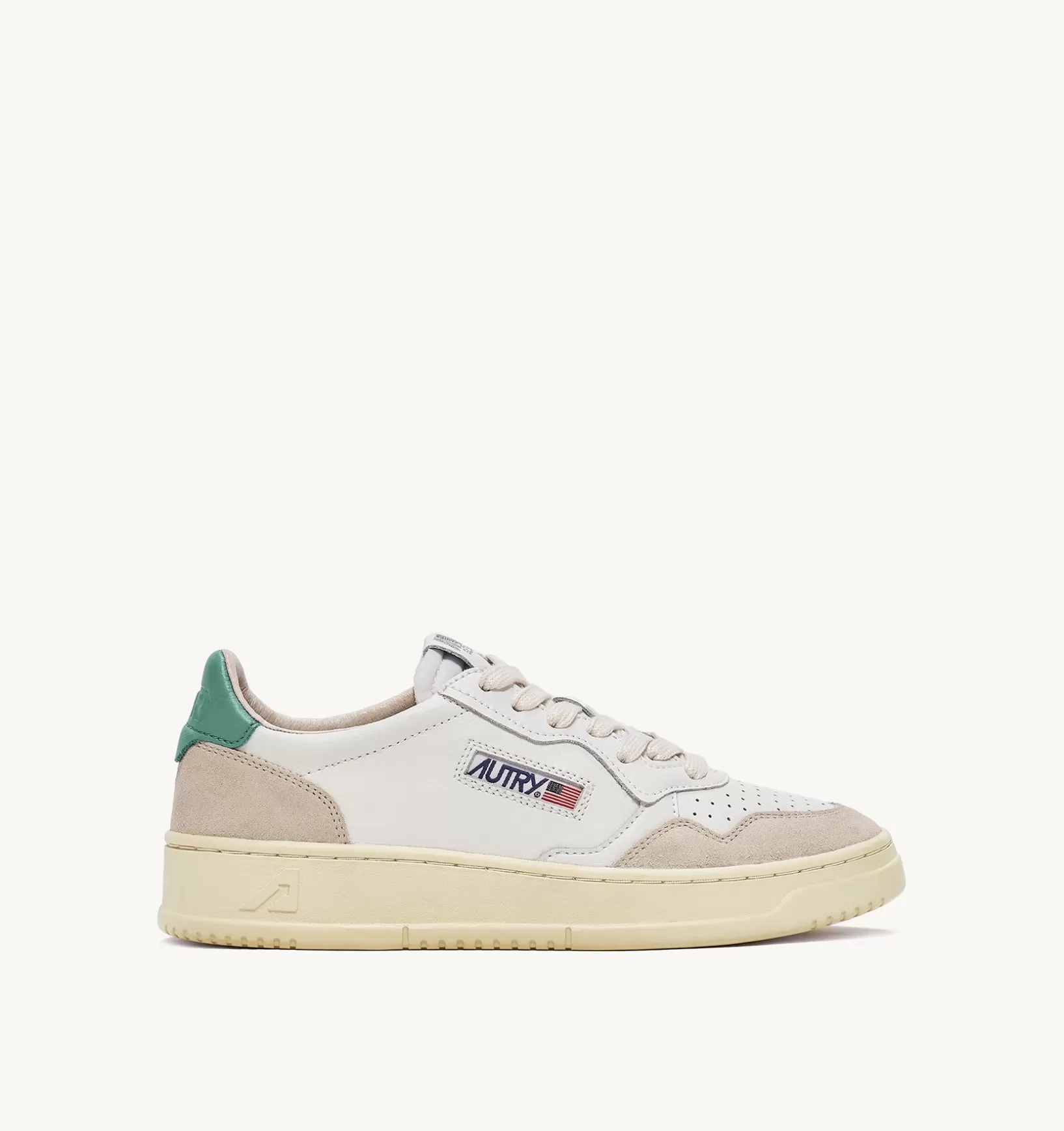 AUTRY Sneakers Medalist Low In Suede E Pelle Bianca E Malachi^Uomo Medalist