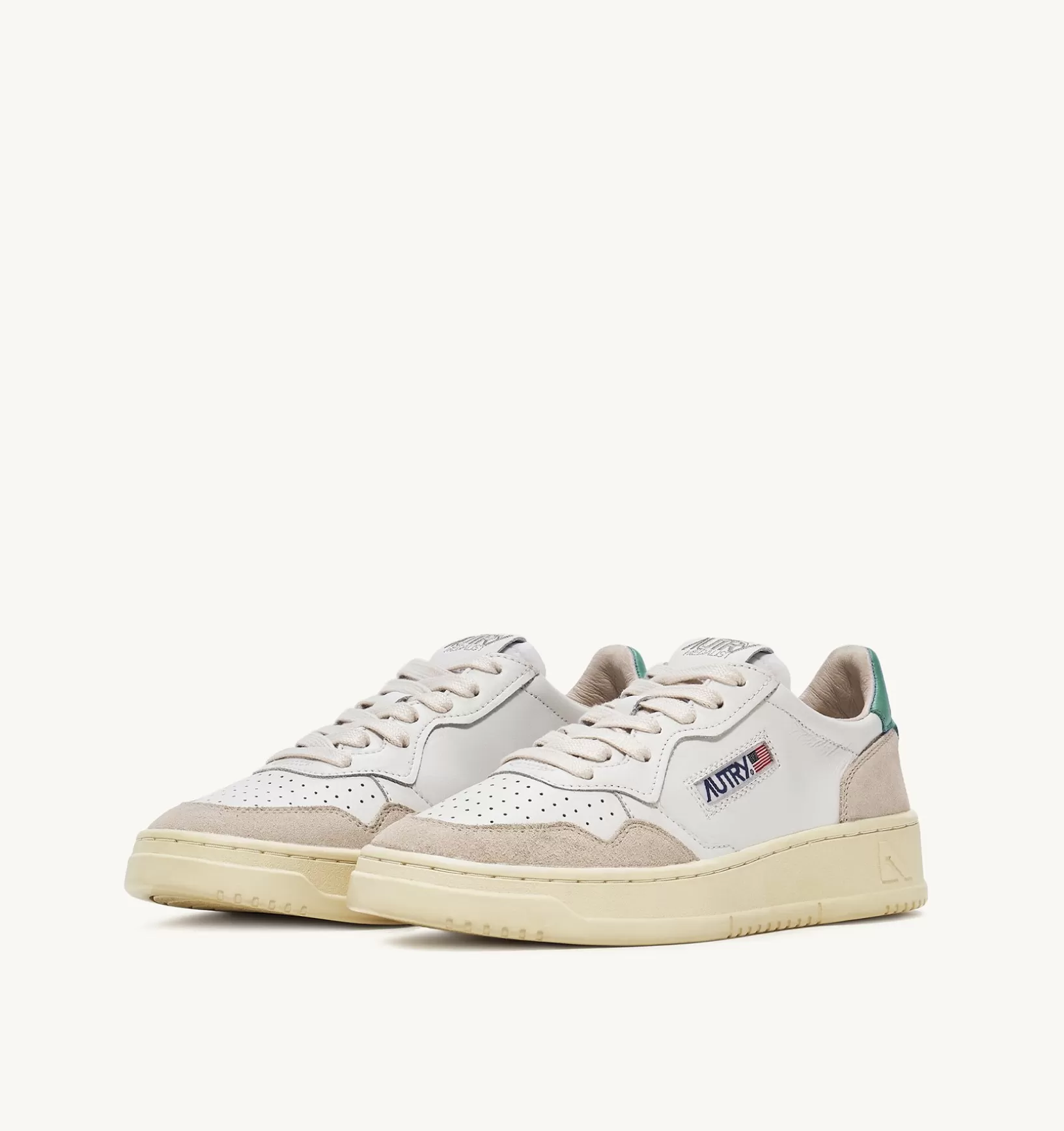 AUTRY Sneakers Medalist Low In Suede E Pelle Bianca E Malachi^Uomo Medalist