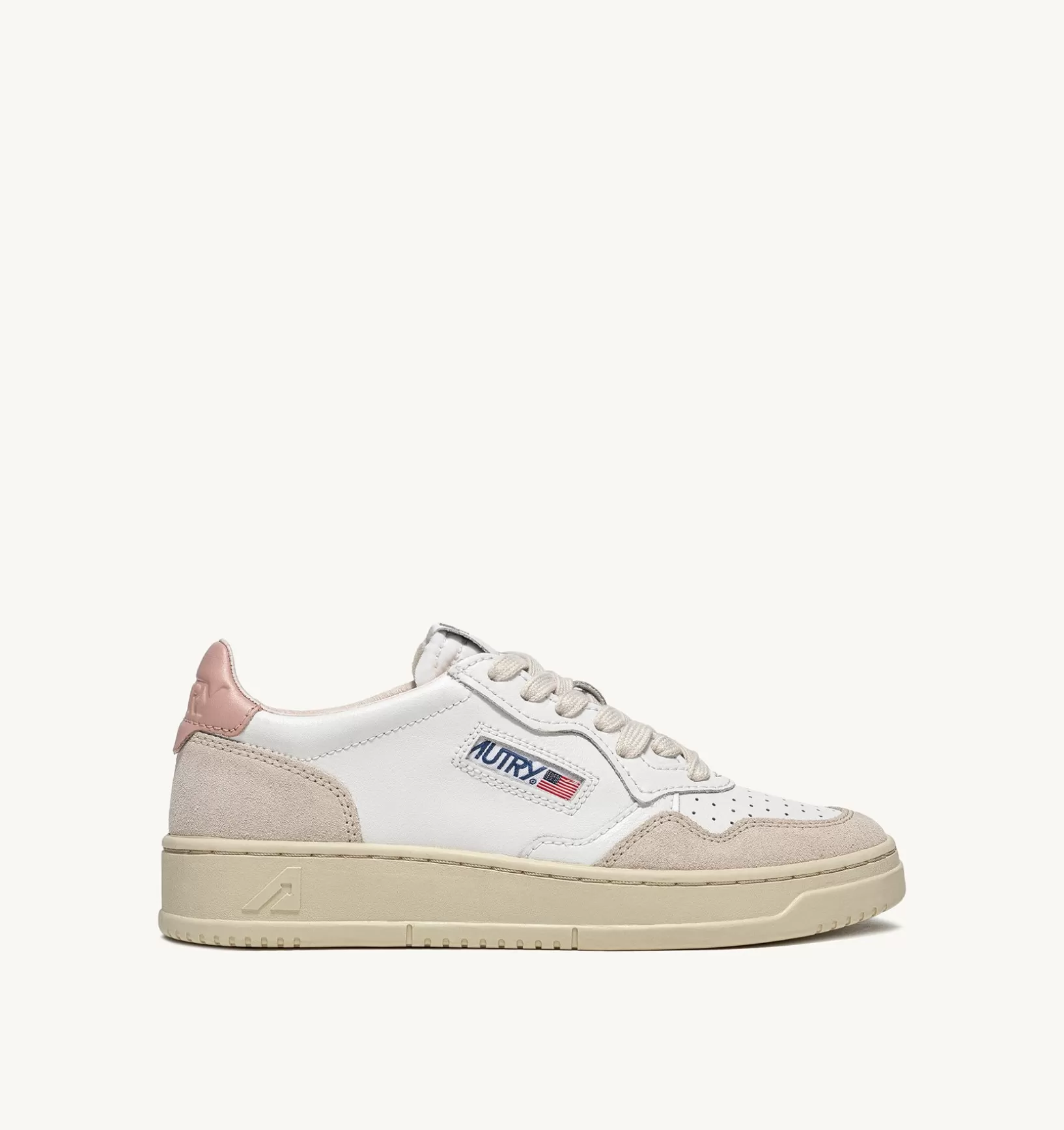 AUTRY Sneakers Medalist Low In Suede E Pelle Bianca E Powder^Donna Medalist
