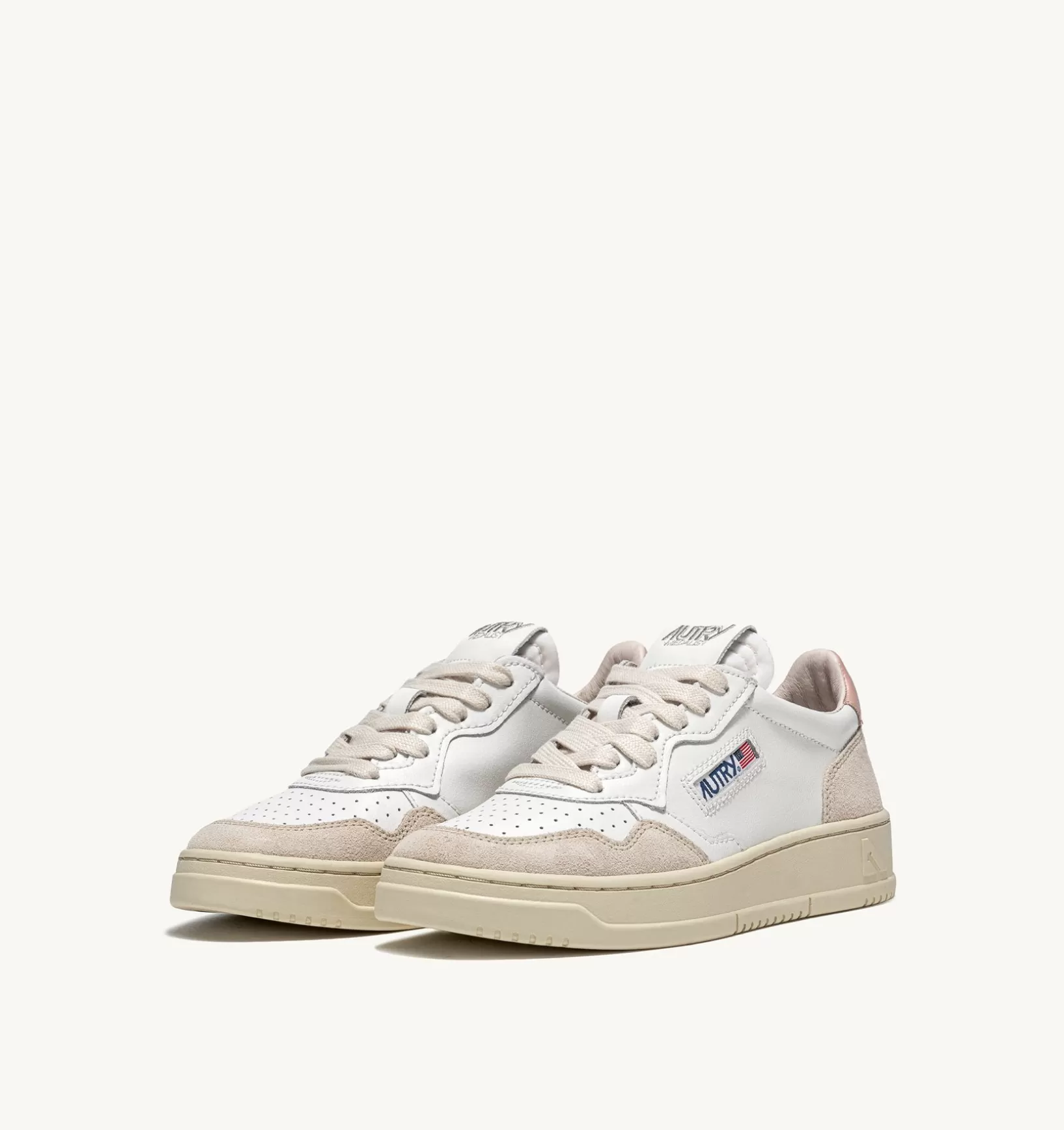 AUTRY Sneakers Medalist Low In Suede E Pelle Bianca E Powder^Donna Medalist