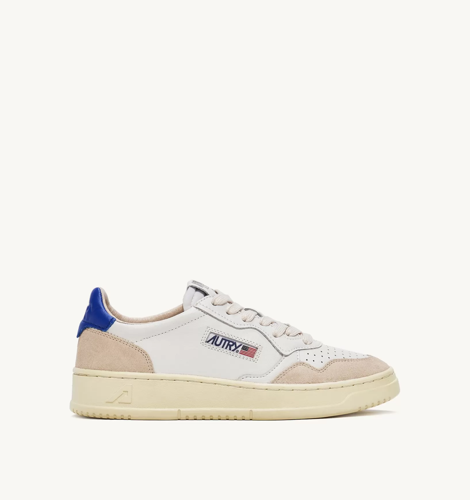 AUTRY Sneakers Medalist Low In Suede E Pelle Bianca E Prince Blue^Donna Medalist