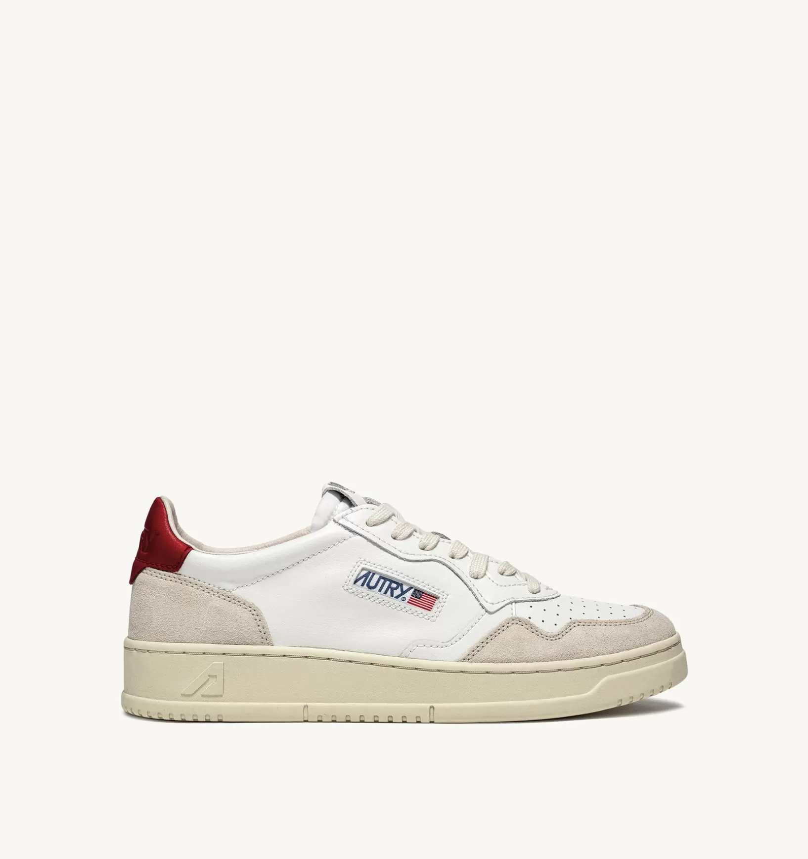 AUTRY Sneakers Medalist Low In Suede E Pelle Bianca E Rossa^Donna Medalist
