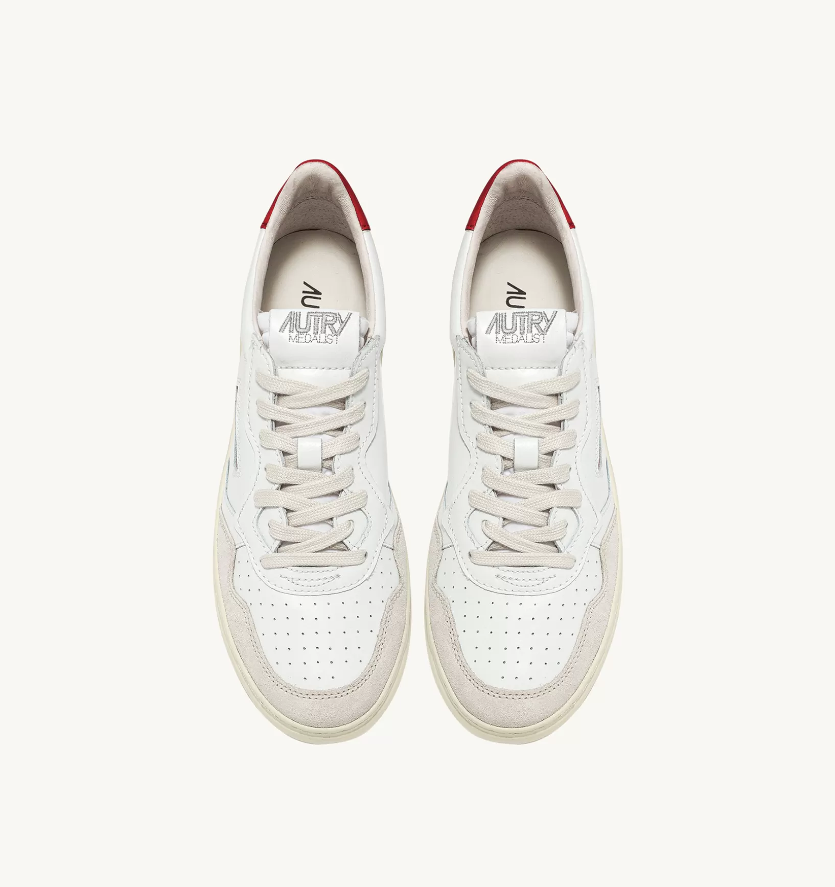 AUTRY Sneakers Medalist Low In Suede E Pelle Bianca E Rosso^Uomo Medalist