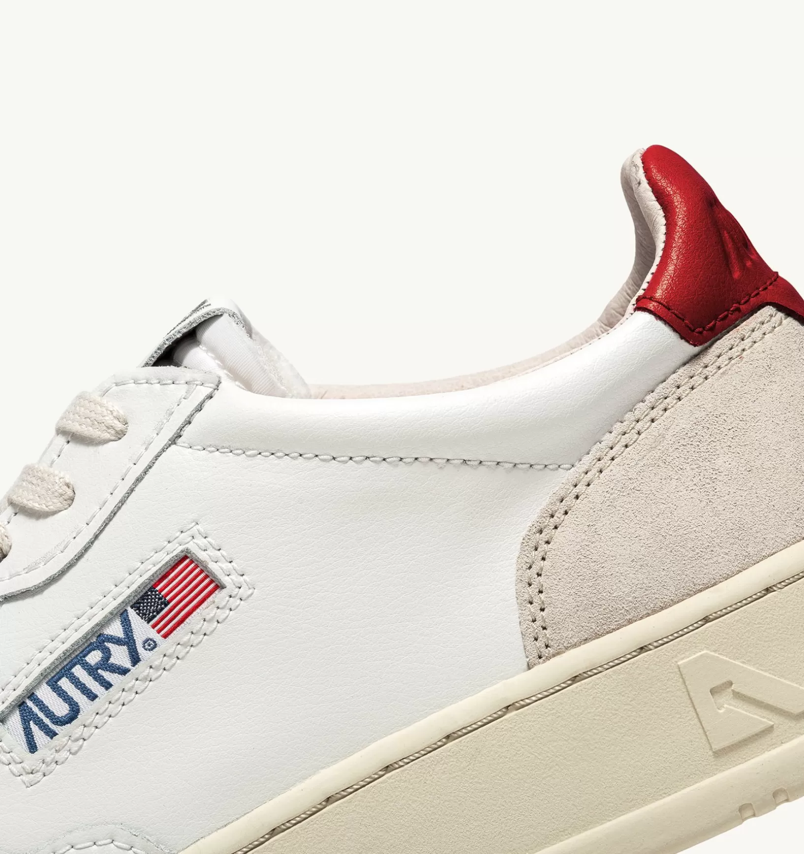 AUTRY Sneakers Medalist Low In Suede E Pelle Bianca E Rosso^Uomo Medalist