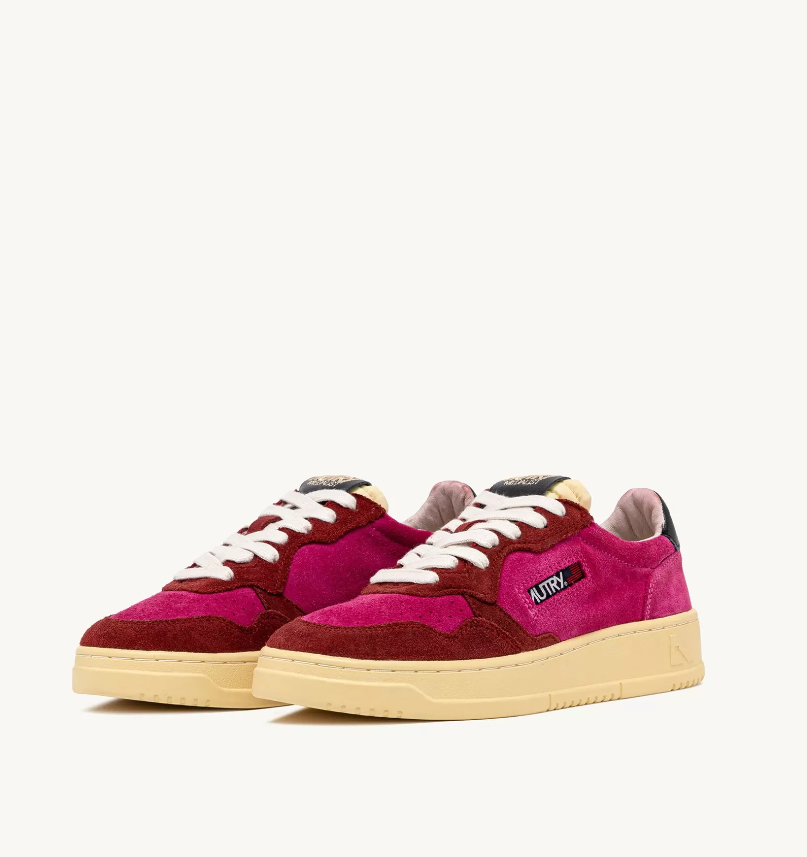 AUTRY Sneakers Medalist Low In Suede Fucsia E Bordeaux^Donna Medalist