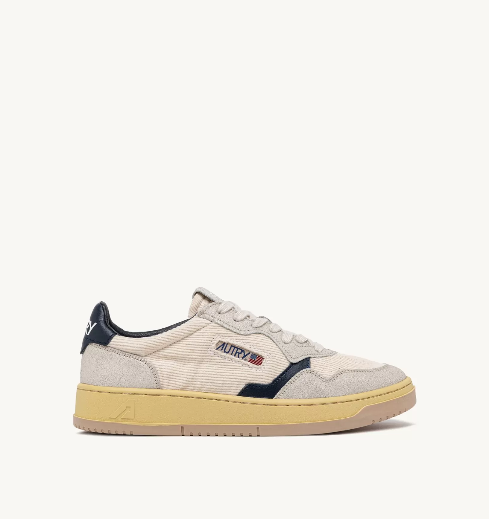 AUTRY Sneakers Medalist Low In Velluto A Costine E Suede Bianco E Blu^Uomo Medalist