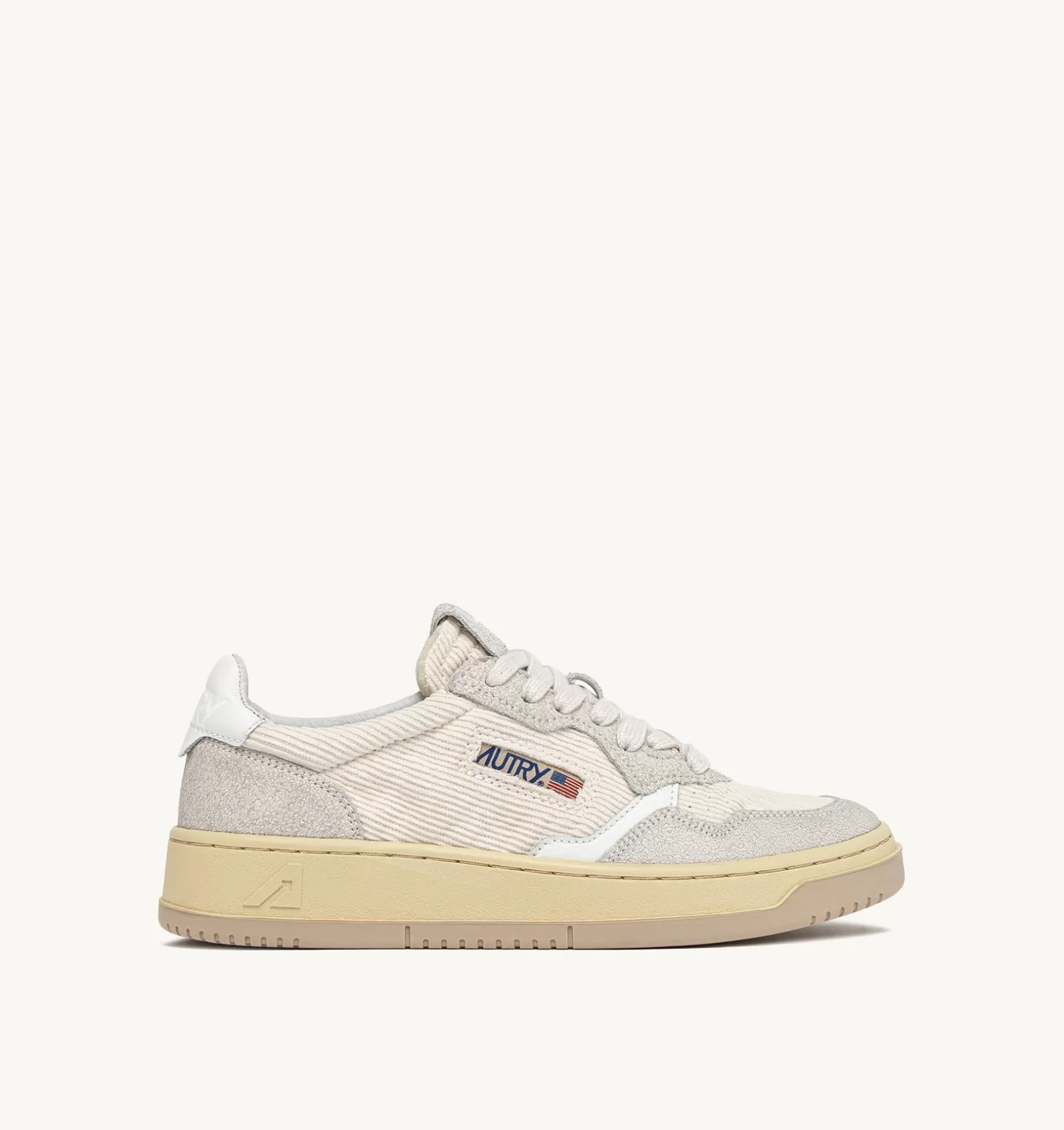 AUTRY Sneakers Medalist Low In Velluto A Costine E Suede Colore Avorio^Uomo Medalist