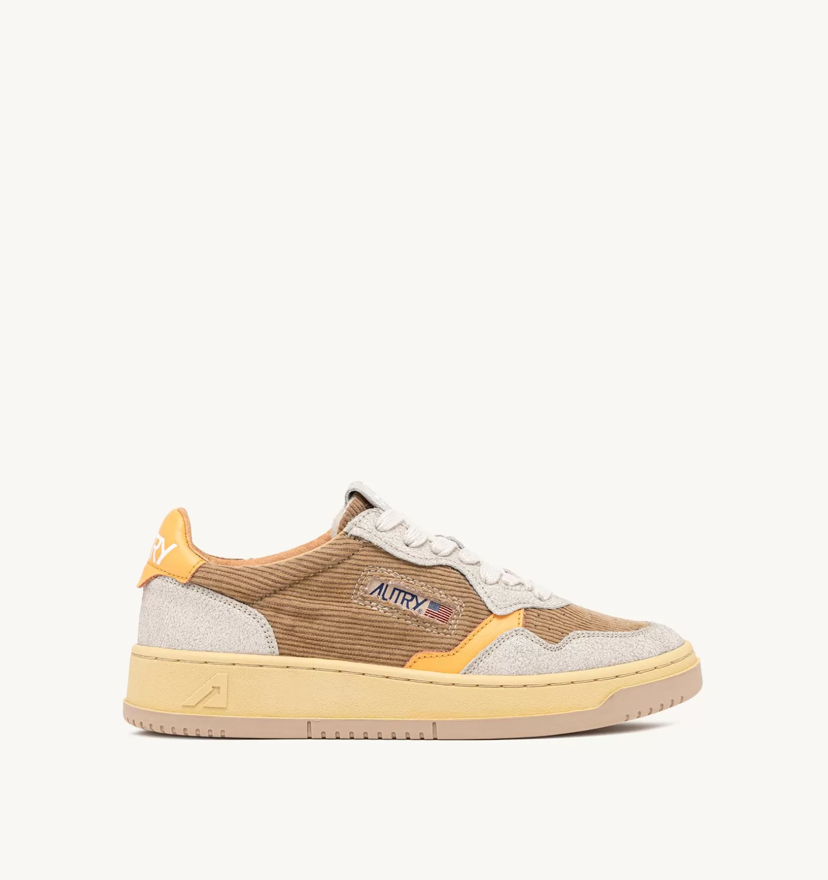 AUTRY Sneakers Medalist Low In Velluto A Costine Taupe E Suede Colore Grigio^Donna Medalist