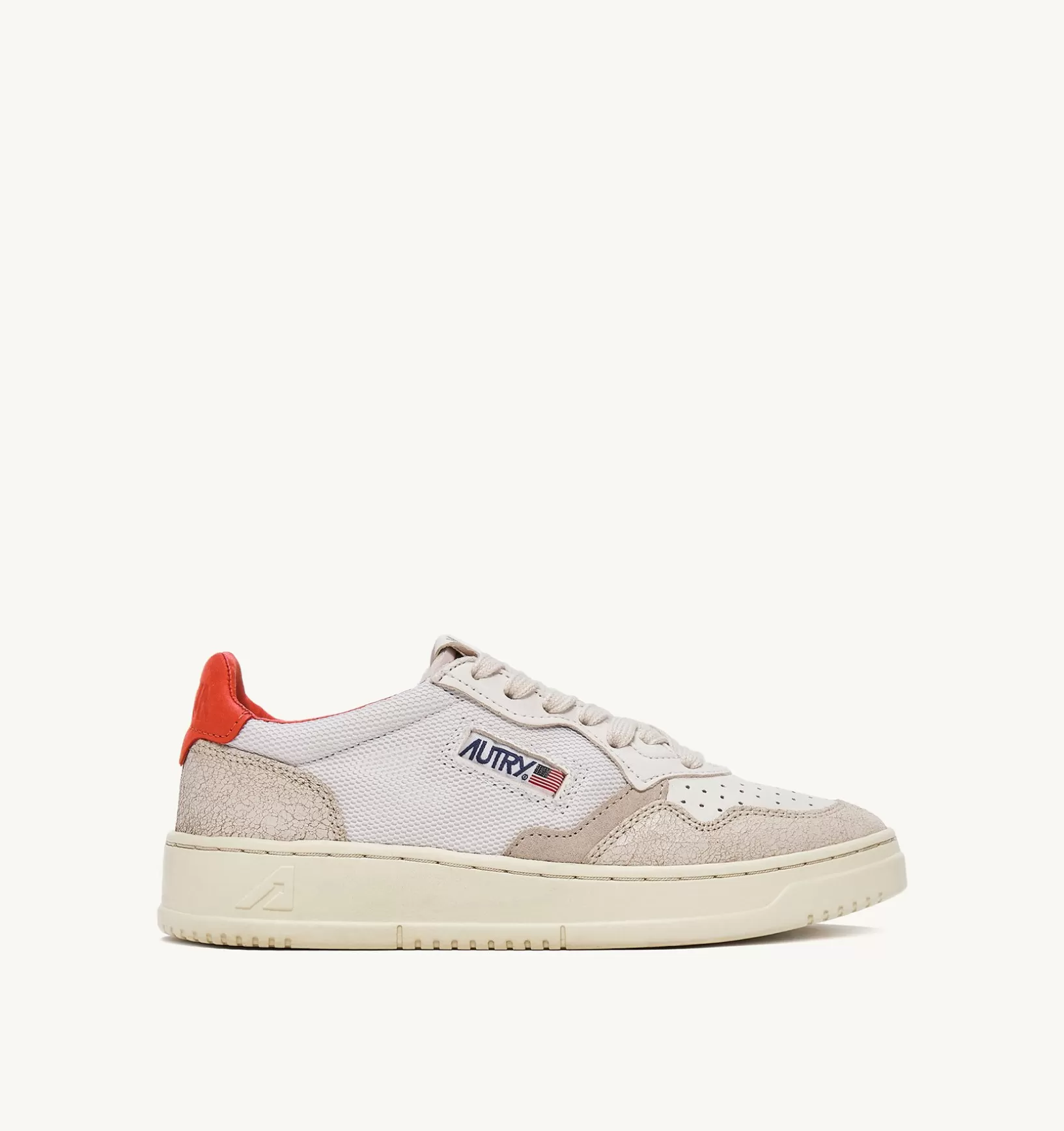 AUTRY Sneakers Medalist Low Pelle Di Capra E Nabuk Bianco Arancione^Donna Medalist