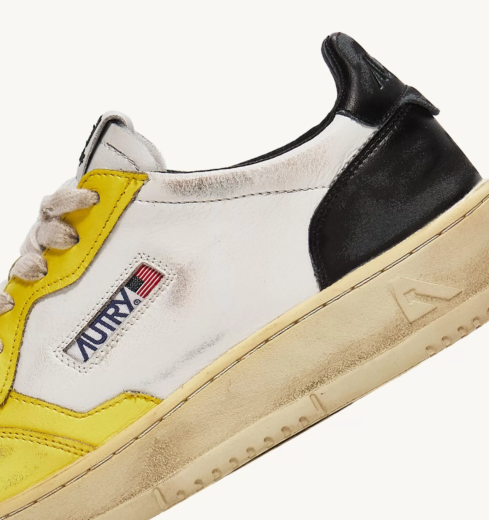 AUTRY Sneakers Medalist Low Super Vintage In Pelle Bianco Nero Giallo^Donna Super Vintage