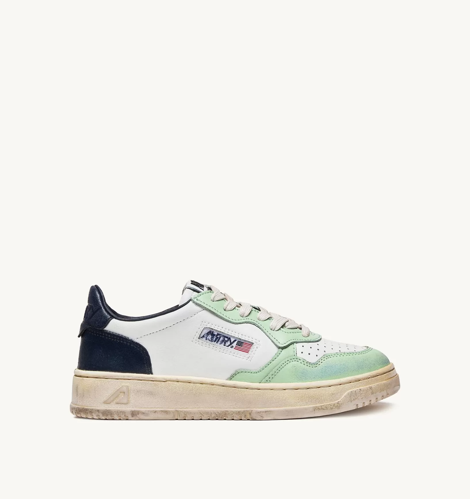 AUTRY Sneakers Medalist Low Super Vintage In Pelle Bianco Nile Blu^Donna Super Vintage