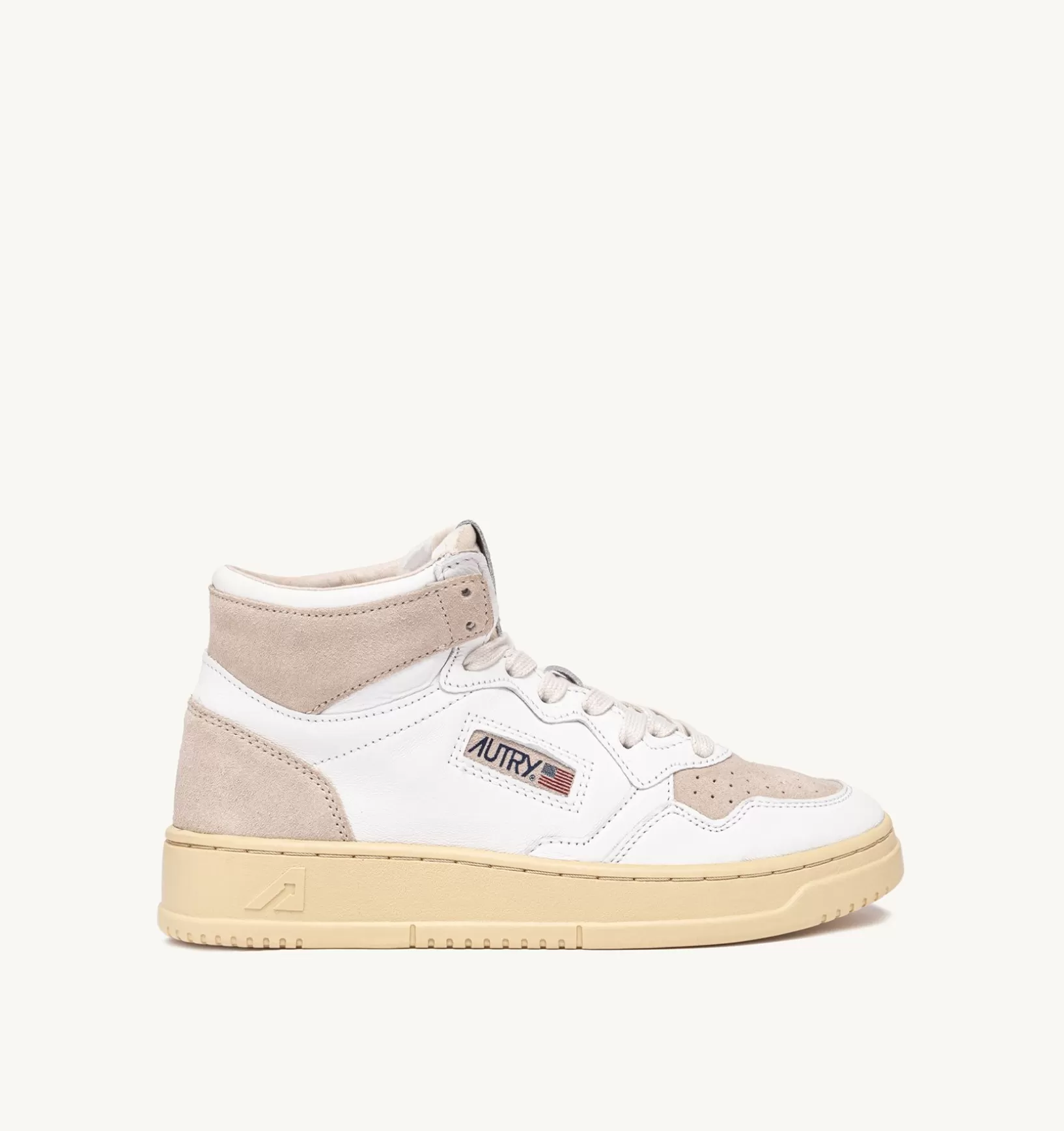 AUTRY Sneakers Medalist Mid In Pelle Bianca E Suede Beige^Donna Medalist