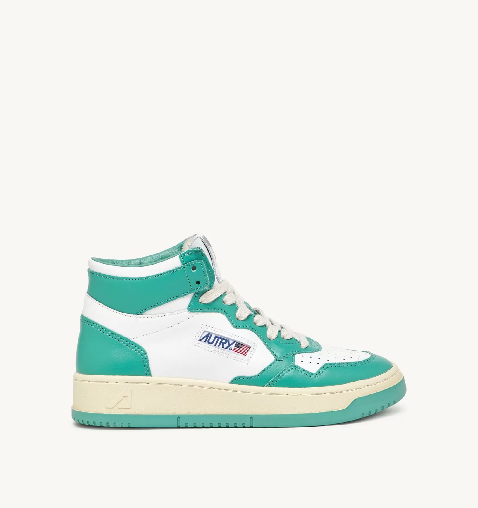 AUTRY Sneakers Medalist Mid In Pelle Bianca E Verde^Donna Medalist