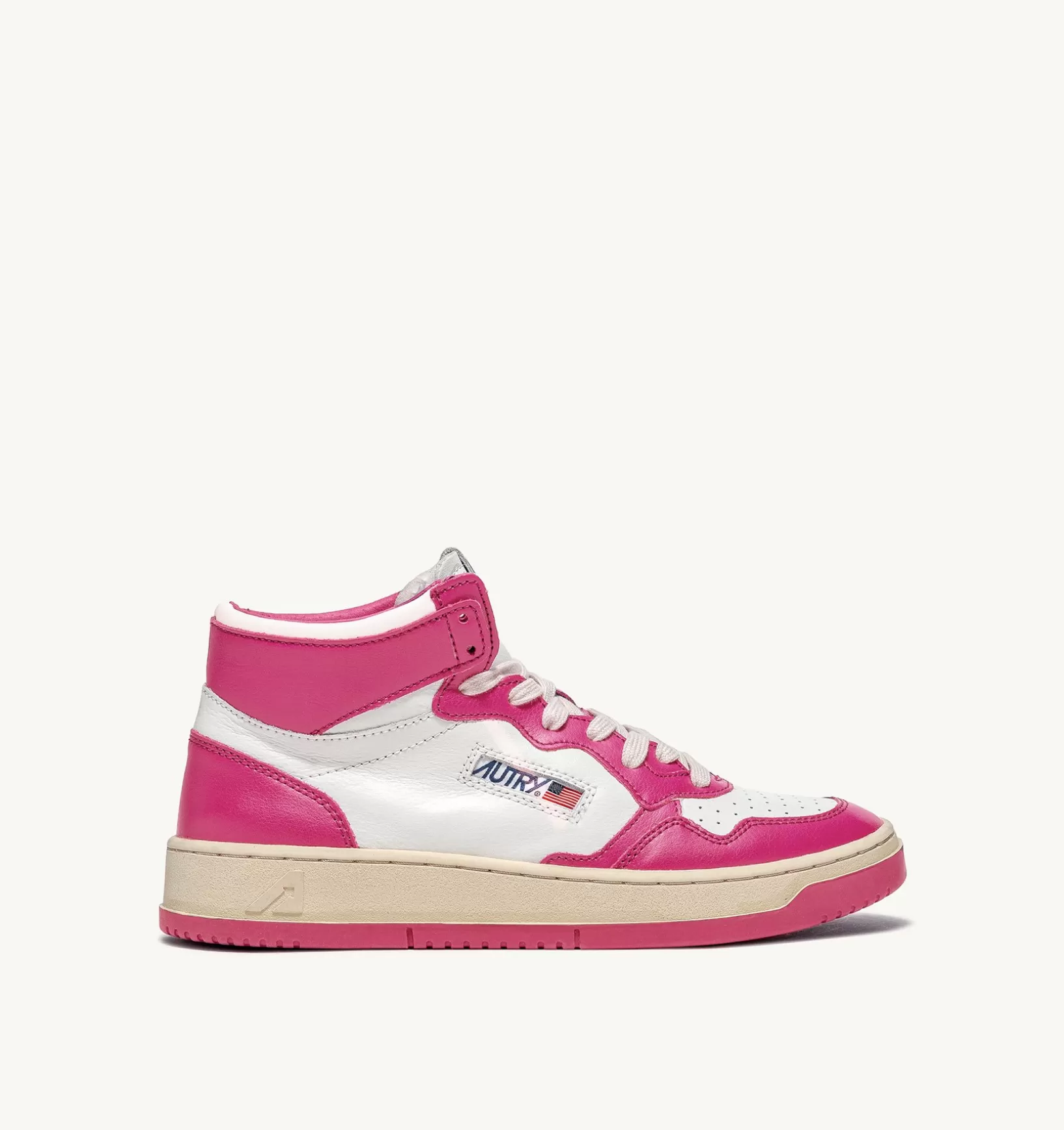 AUTRY Sneakers Medalist Mid In Pelle Bicolore Bianco E Fuxia^Donna Medalist