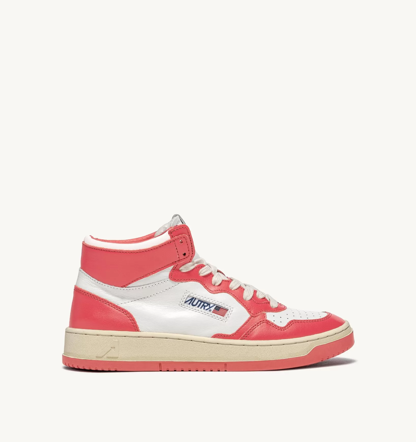 AUTRY Sneakers Medalist Mid In Pelle Bicolore Bianco E Lobster^Donna Medalist