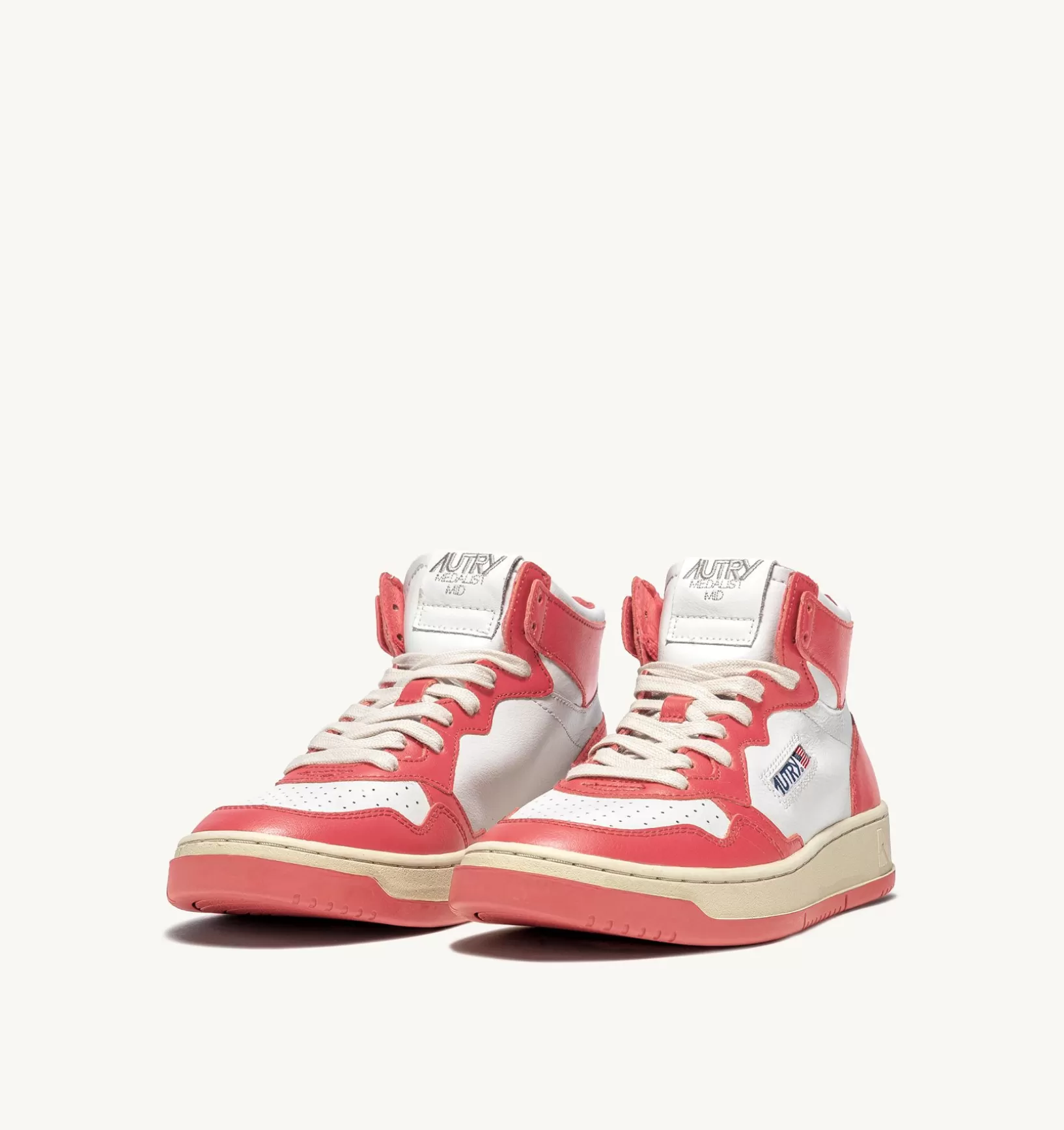 AUTRY Sneakers Medalist Mid In Pelle Bicolore Bianco E Lobster^Donna Medalist