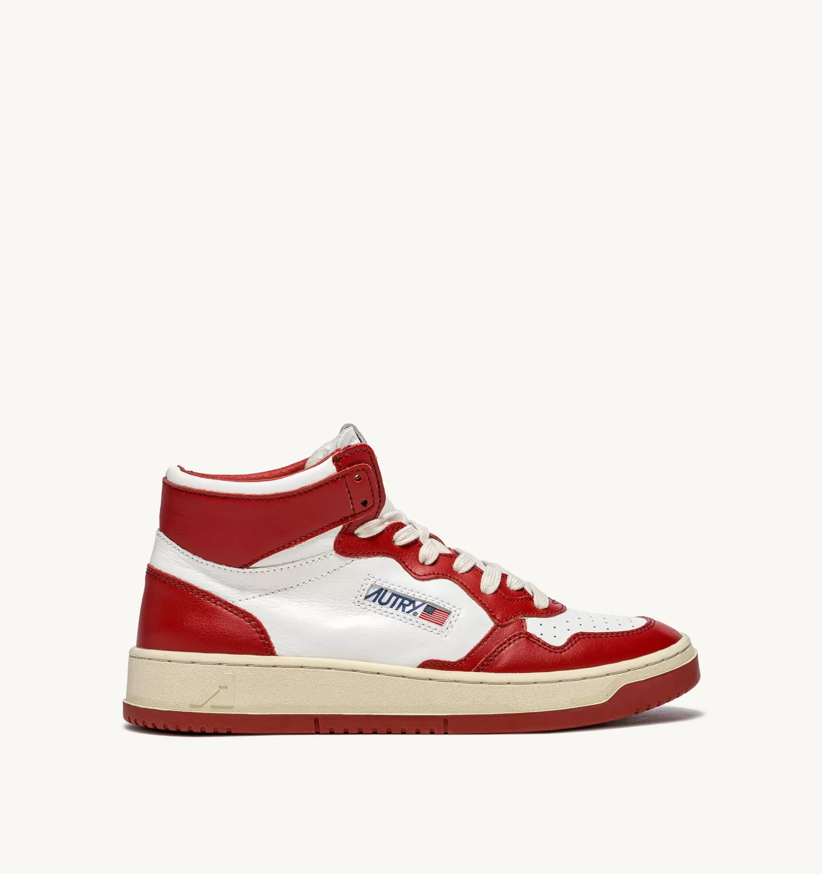 AUTRY Sneakers Medalist Mid In Pelle Bicolore Bianco E Rosso^Donna Medalist