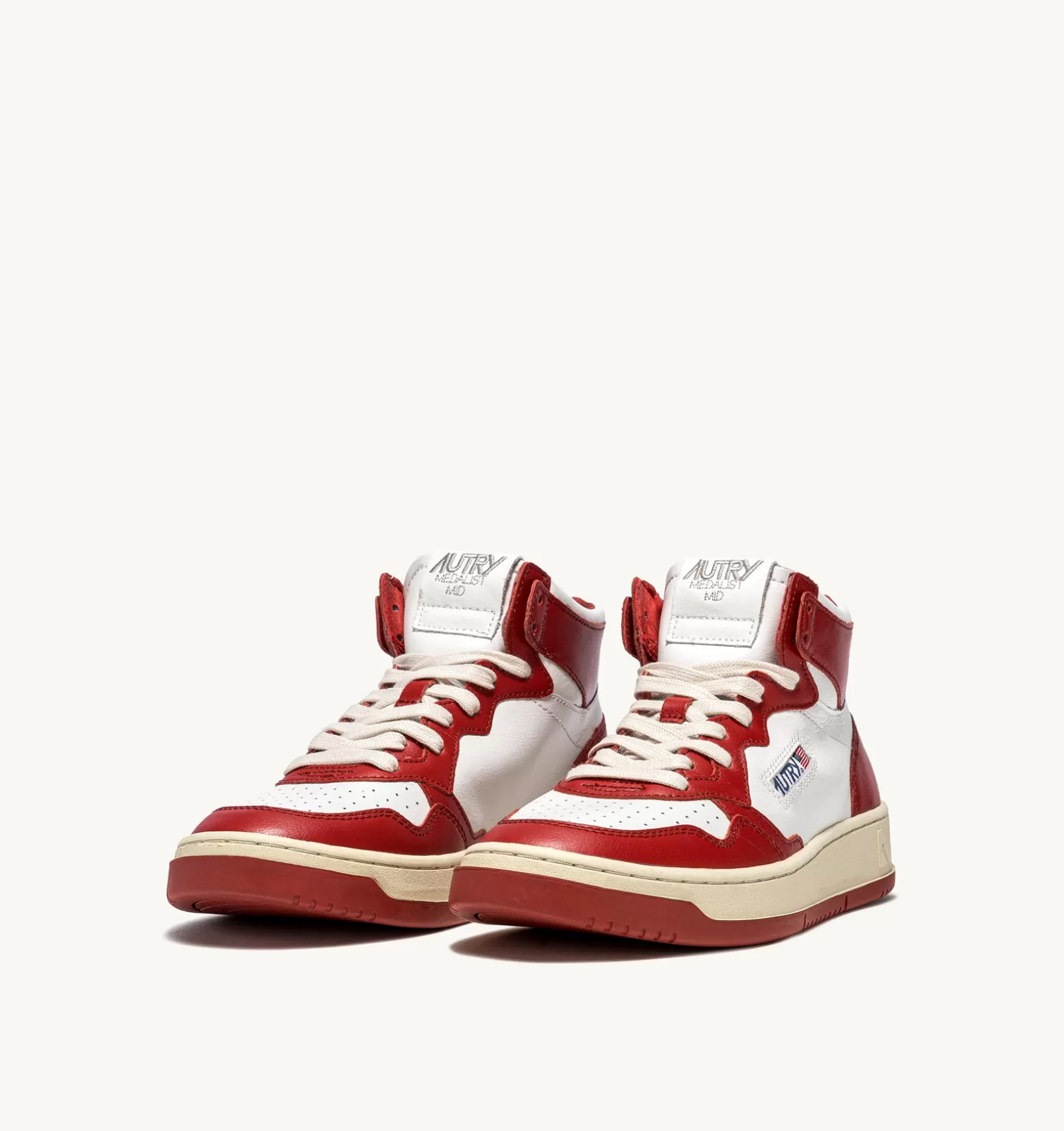 AUTRY Sneakers Medalist Mid In Pelle Bicolore Bianco E Rosso^Donna Medalist