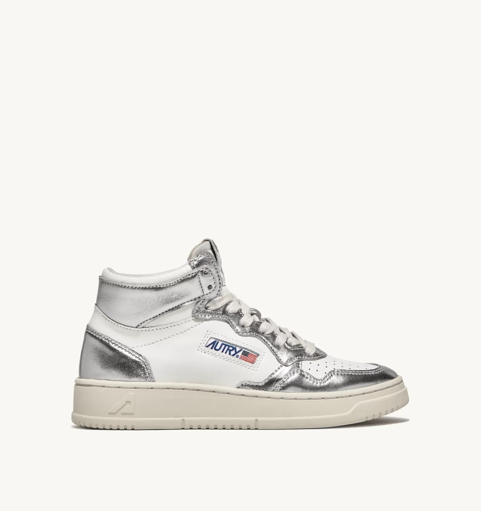 AUTRY Sneakers Medalist Mid In Pelle Bicolore Bianco E Silver^Donna Medalist