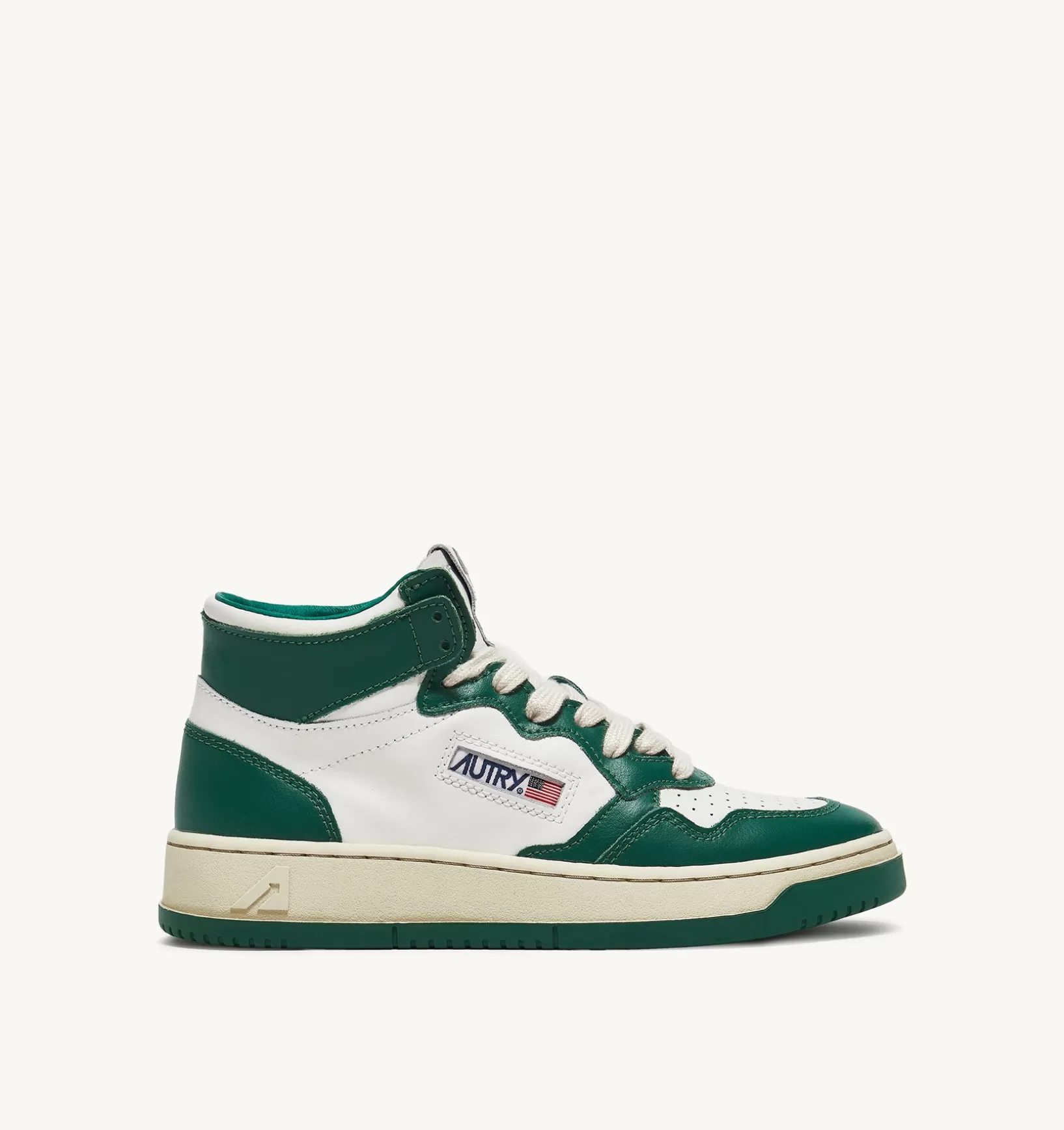 AUTRY Sneakers Medalist Mid In Pelle Bicolore Bianco E Verde^Uomo Medalist