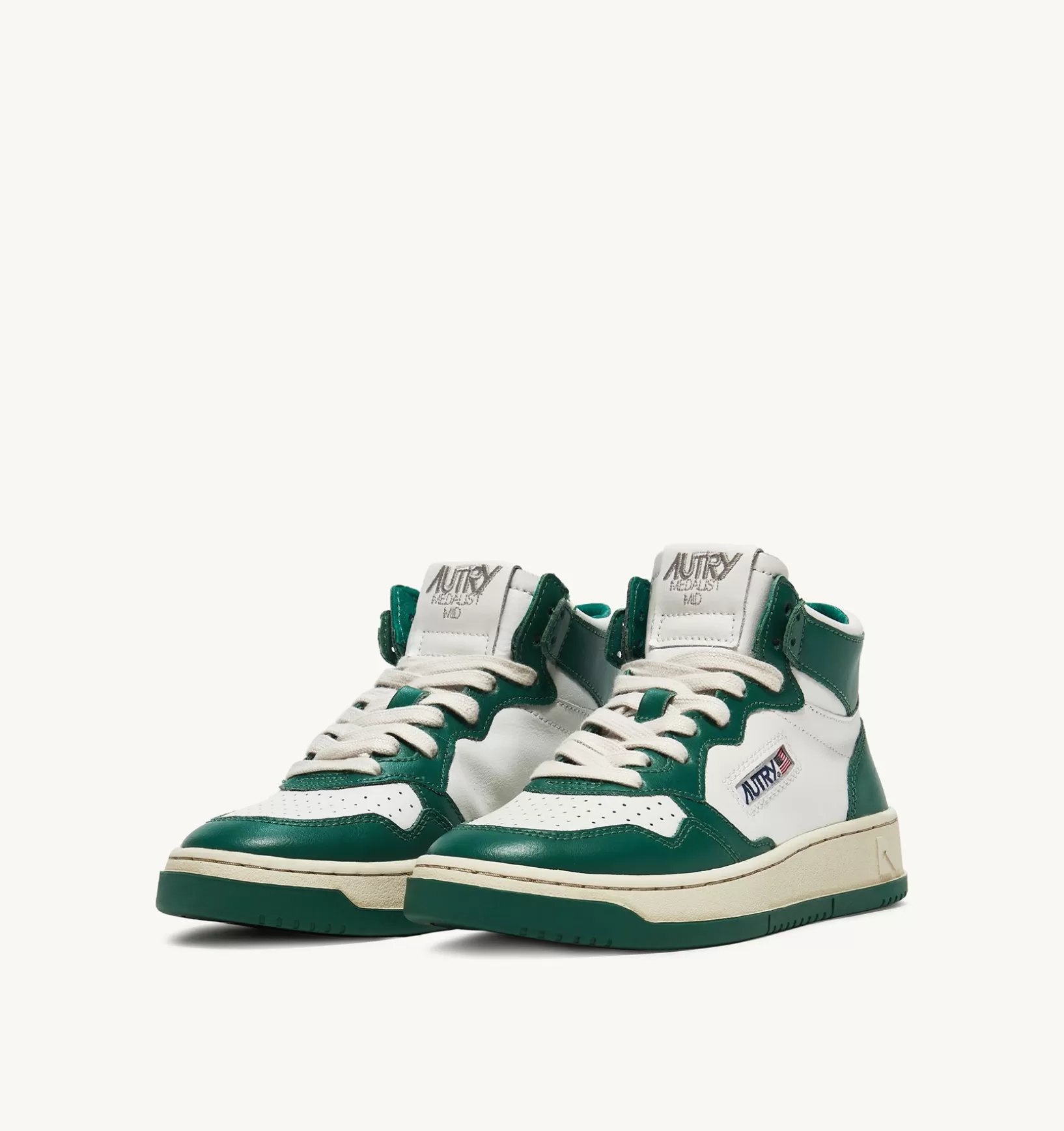 AUTRY Sneakers Medalist Mid In Pelle Bicolore Bianco E Verde^Donna Medalist