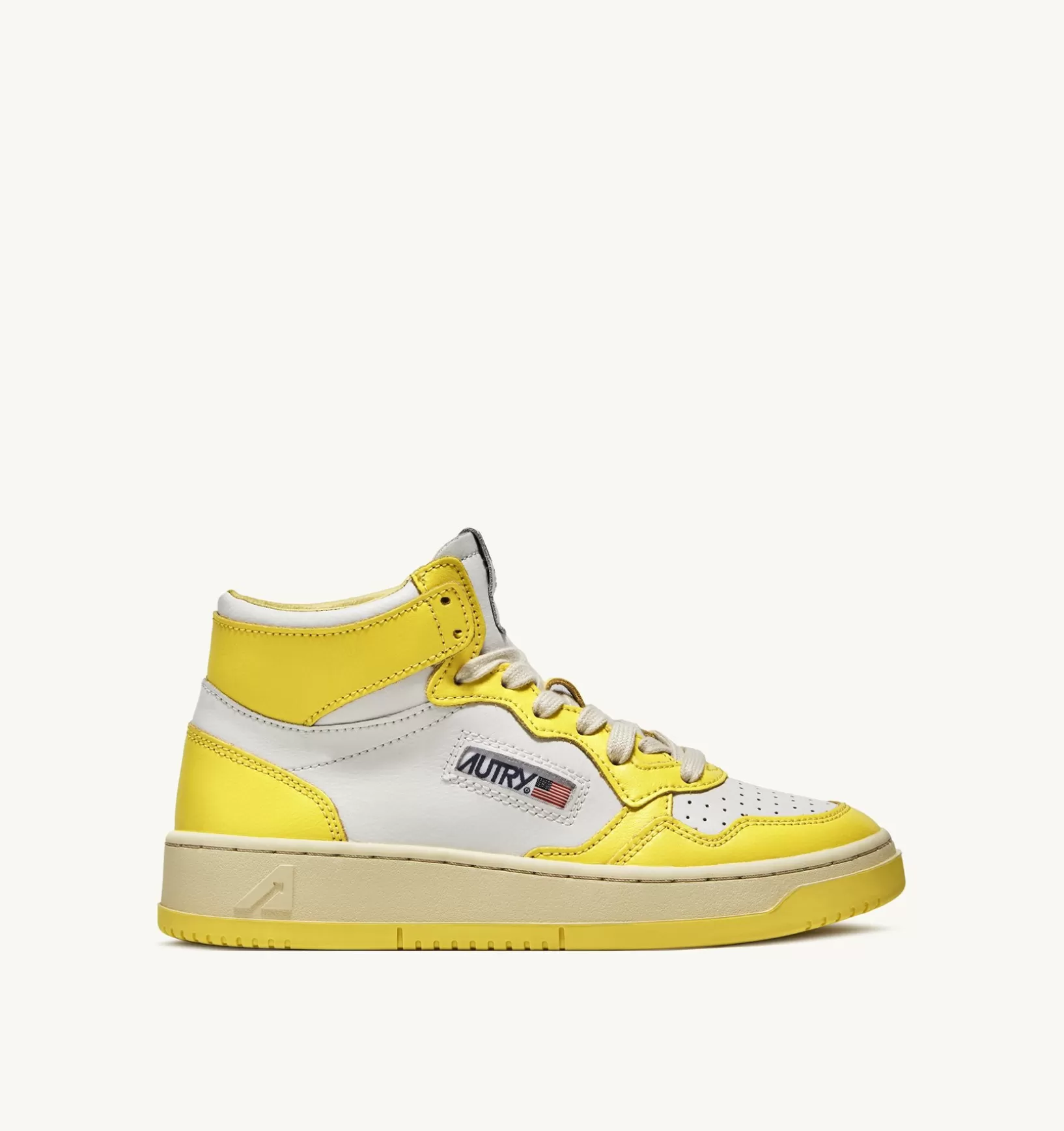AUTRY Sneakers Medalist Mid In Pelle Bicolore Bianco E Yellow^Donna Medalist