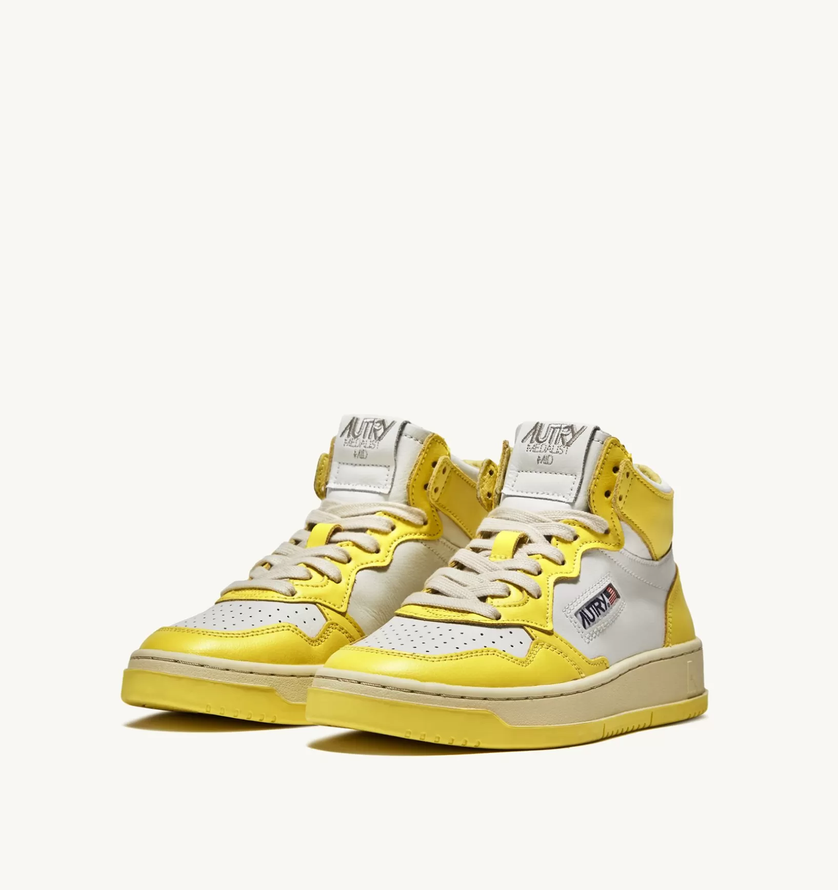 AUTRY Sneakers Medalist Mid In Pelle Bicolore Bianco E Yellow^Donna Medalist