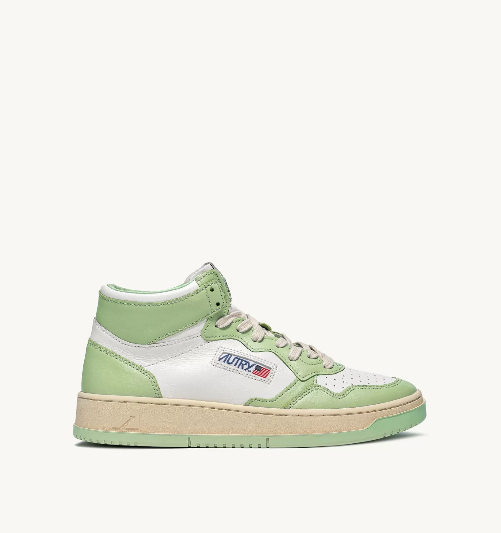 AUTRY Sneakers Medalist Mid In Pelle Bicolore Bianco Nile Green^Donna Medalist