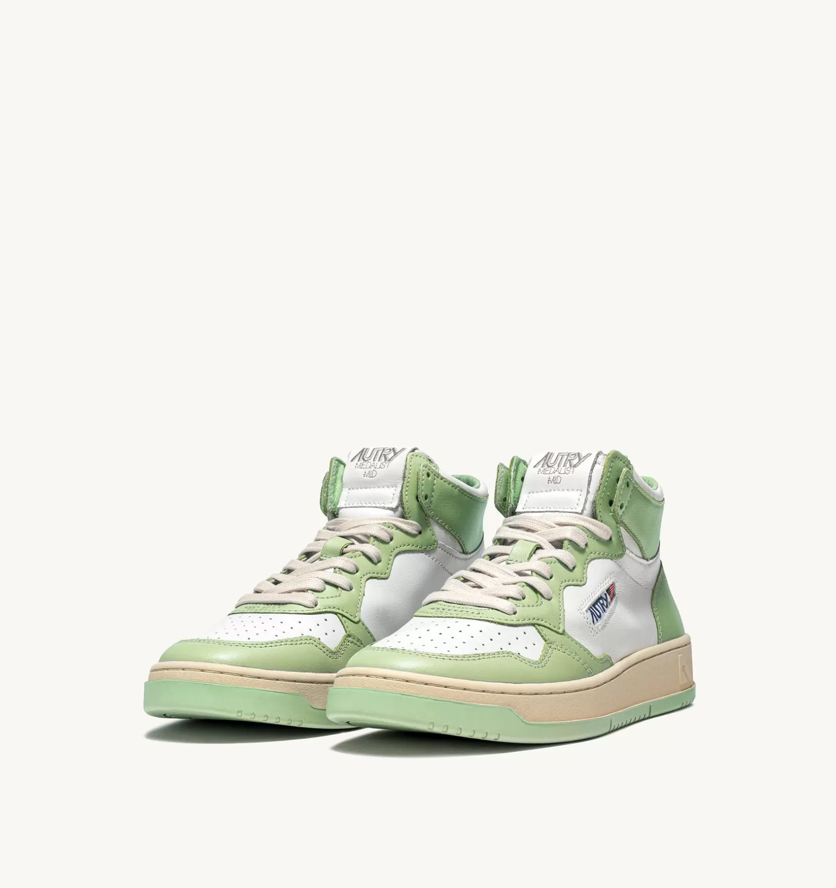 AUTRY Sneakers Medalist Mid In Pelle Bicolore Bianco Nile Green^Donna Medalist