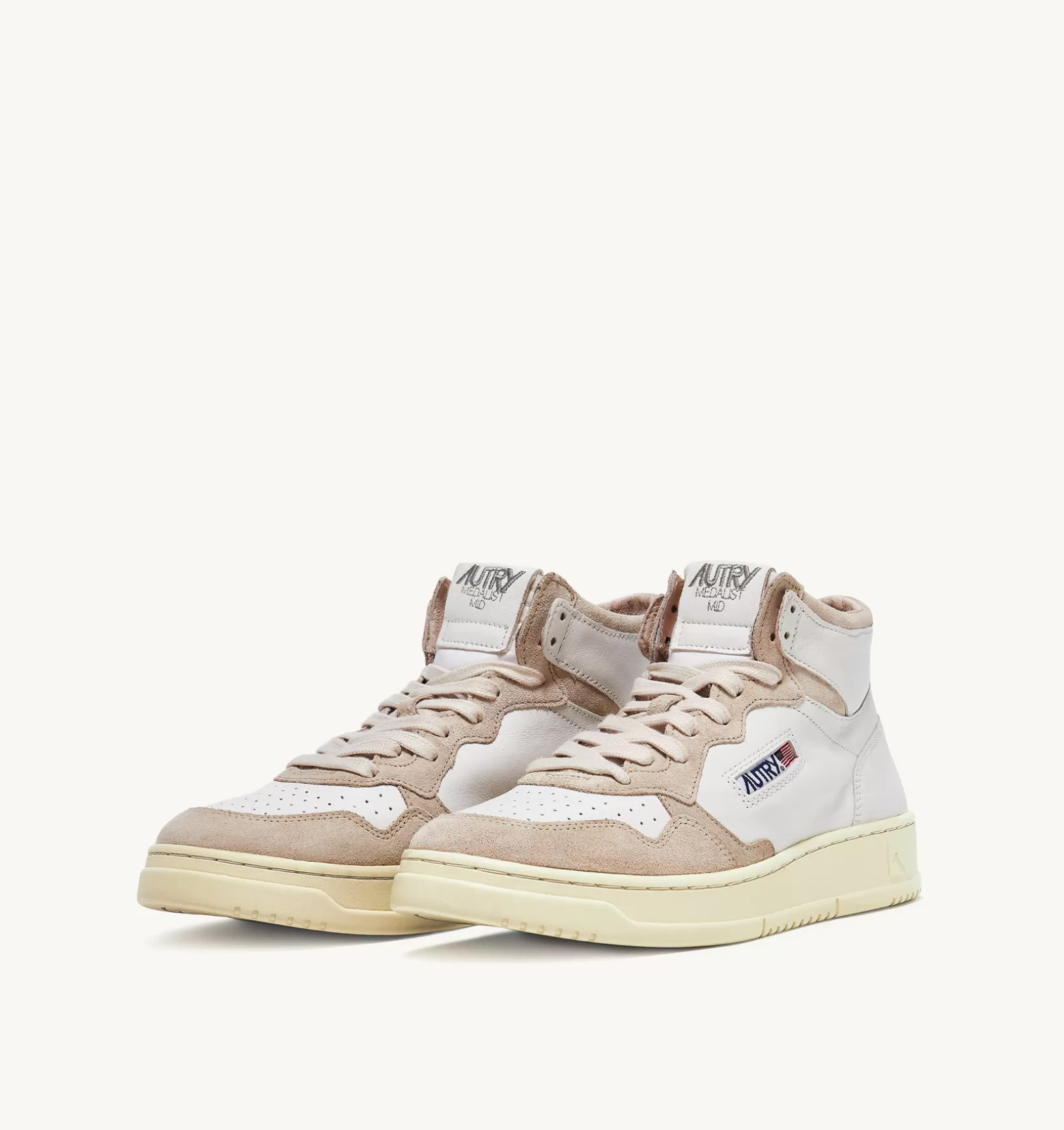 AUTRY Sneakers Medalist Mid In Pelle Di Capra E Suede Bianco^Donna Medalist