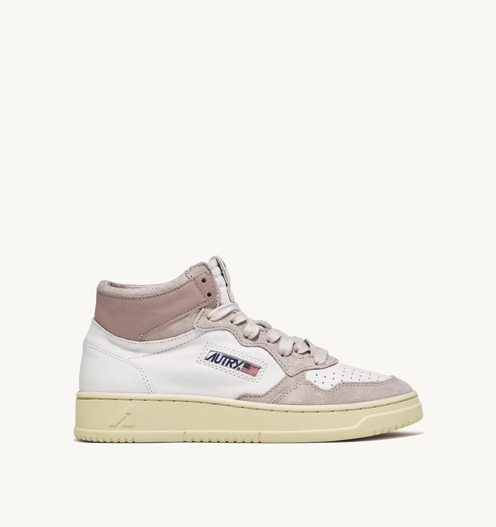 AUTRY Sneakers Medalist Mid In Pelle Di Capra E Suede Bianco Rosa^Donna Medalist