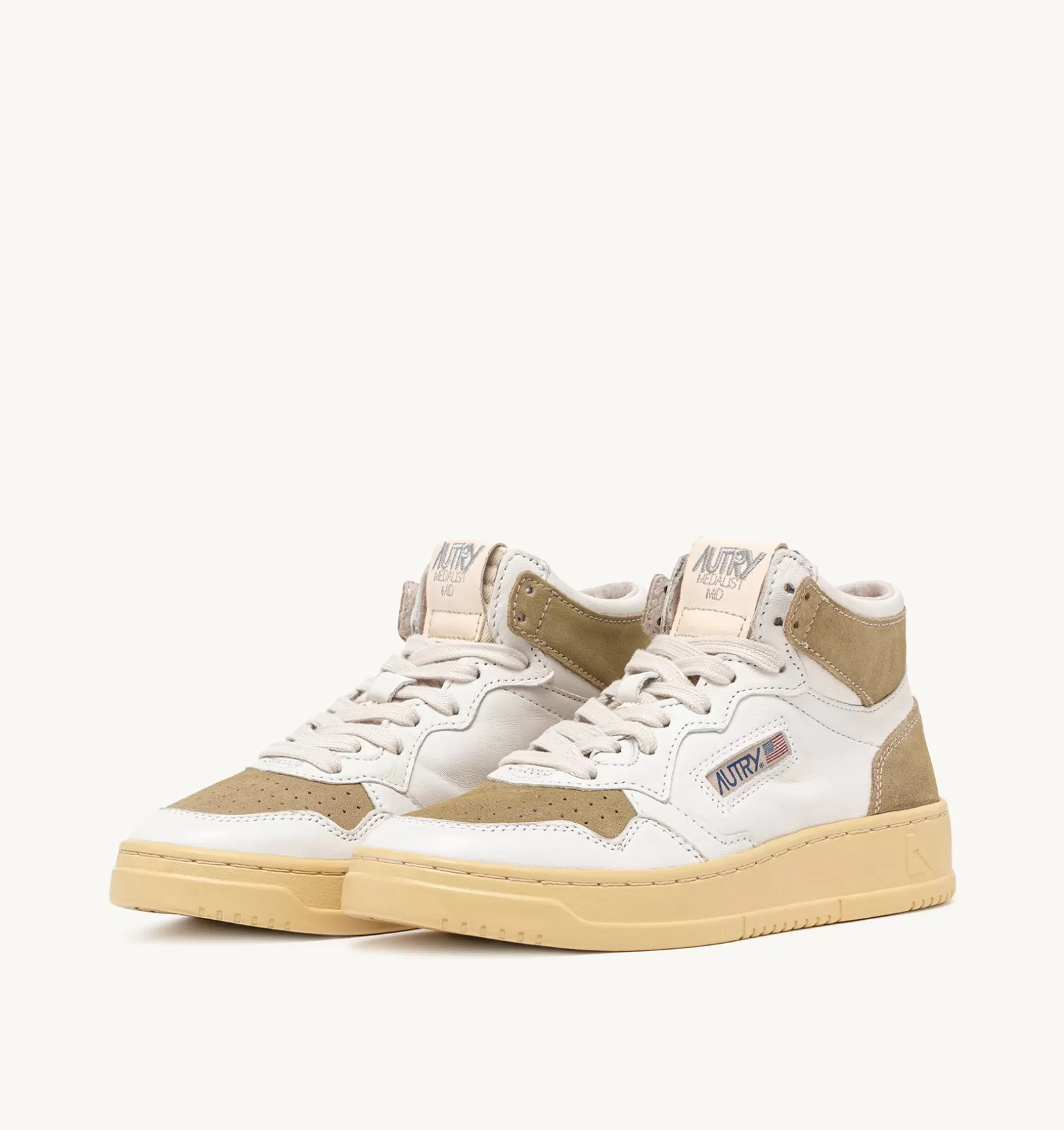 AUTRY Sneakers Medalist Mid In Pelle E Suede Bianco E Mud^Donna Medalist