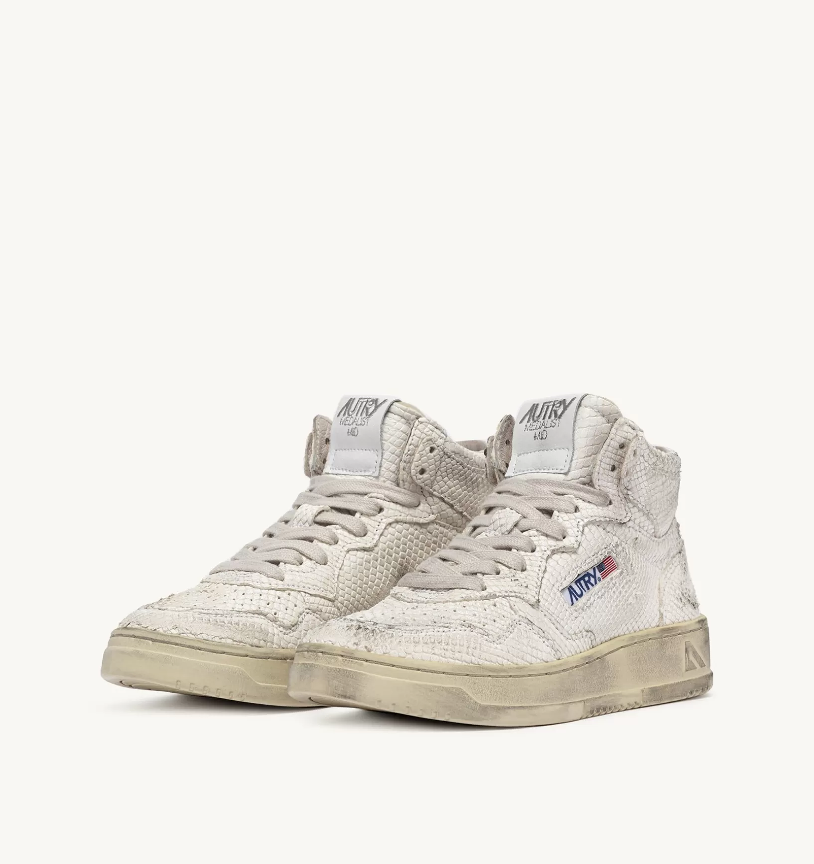 AUTRY Sneakers Medalist Mid In Pelle Effetto Snake Bianco^Donna Medalist