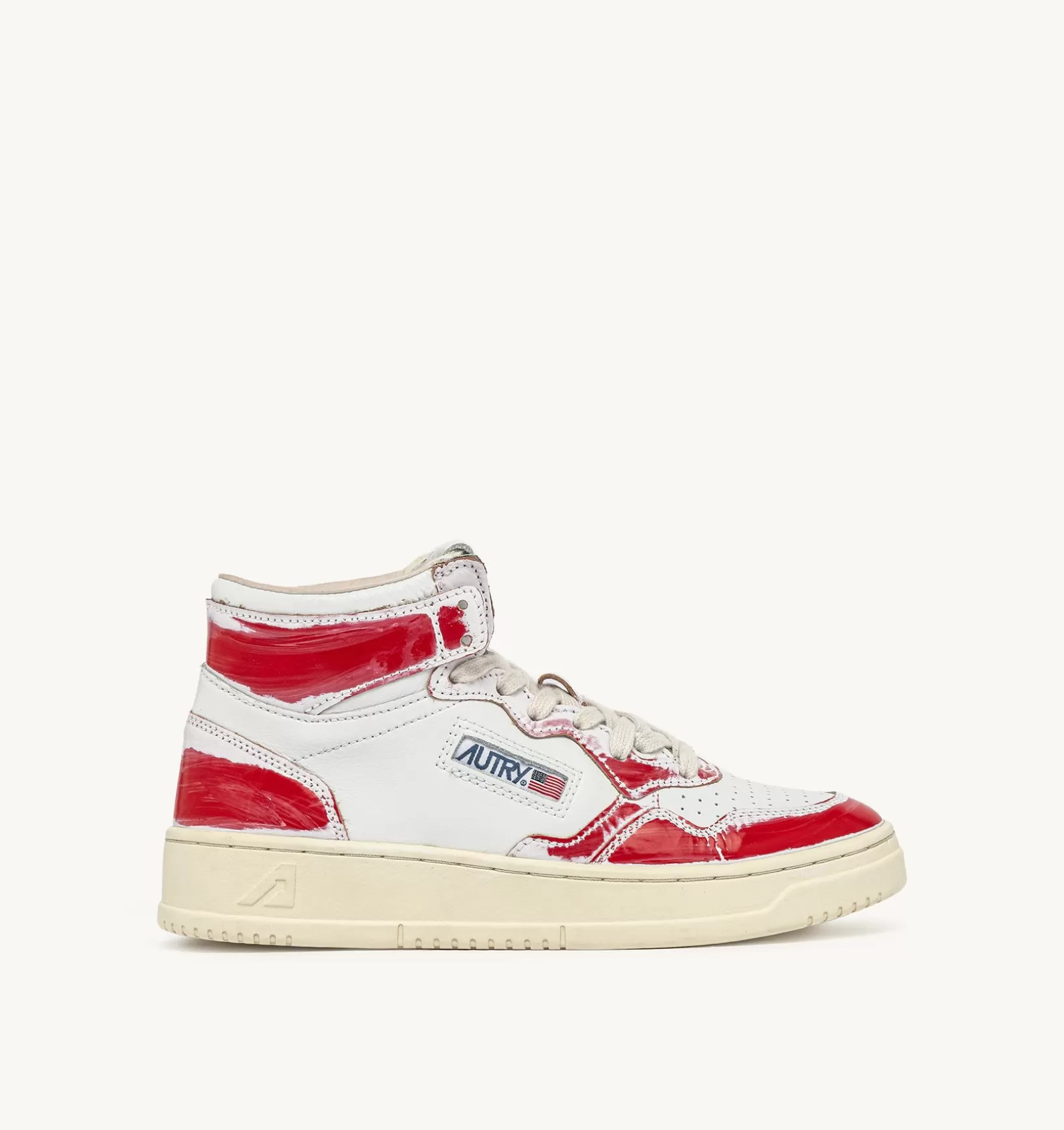 AUTRY Sneakers Medalist Mid Super Vintage In Pelle Asportable Bianco Rosso^Donna Super Vintage