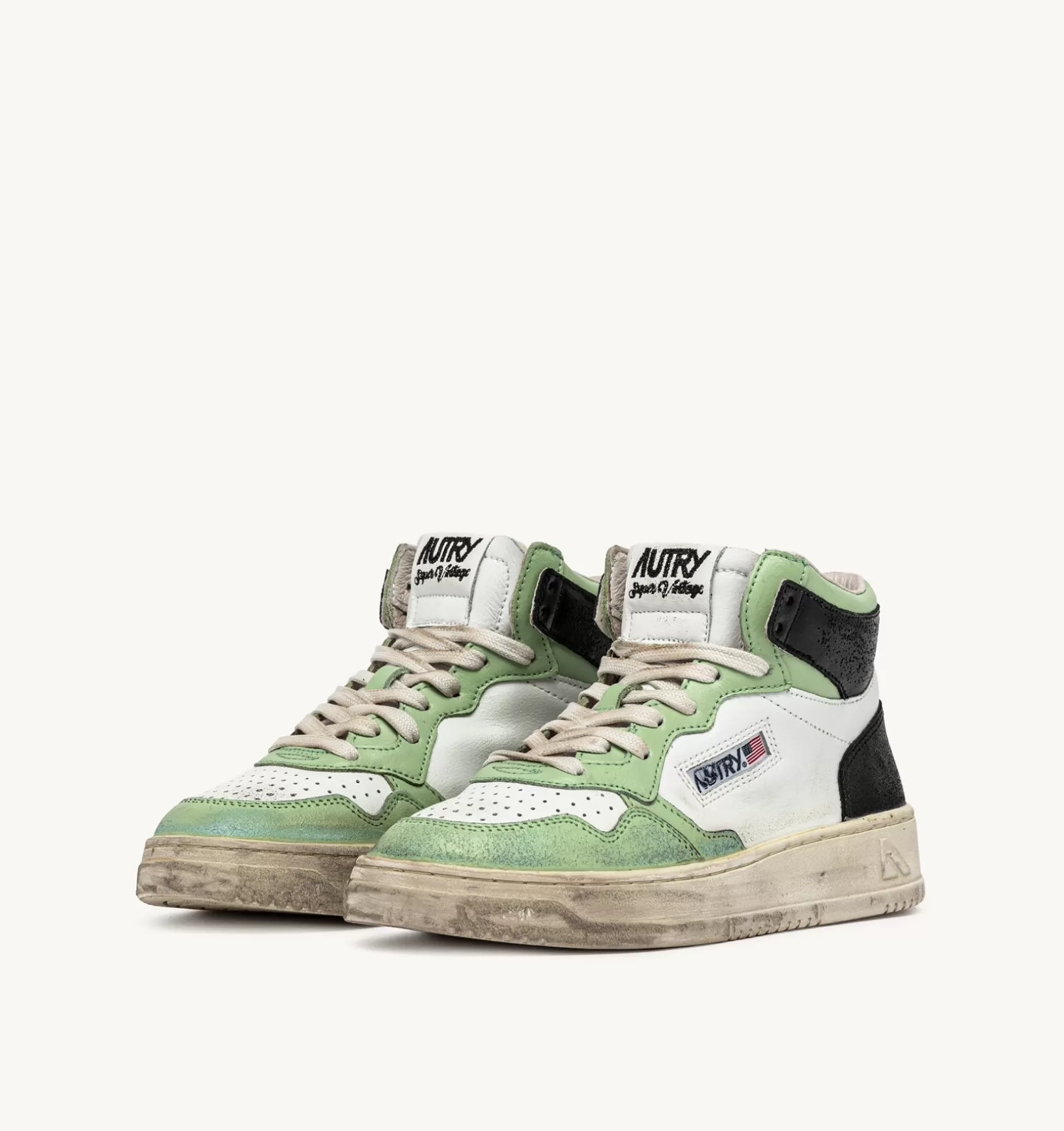 AUTRY Sneakers Medalist Mid Super Vintage In Pelle Bianco Nile Blu^Donna Super Vintage