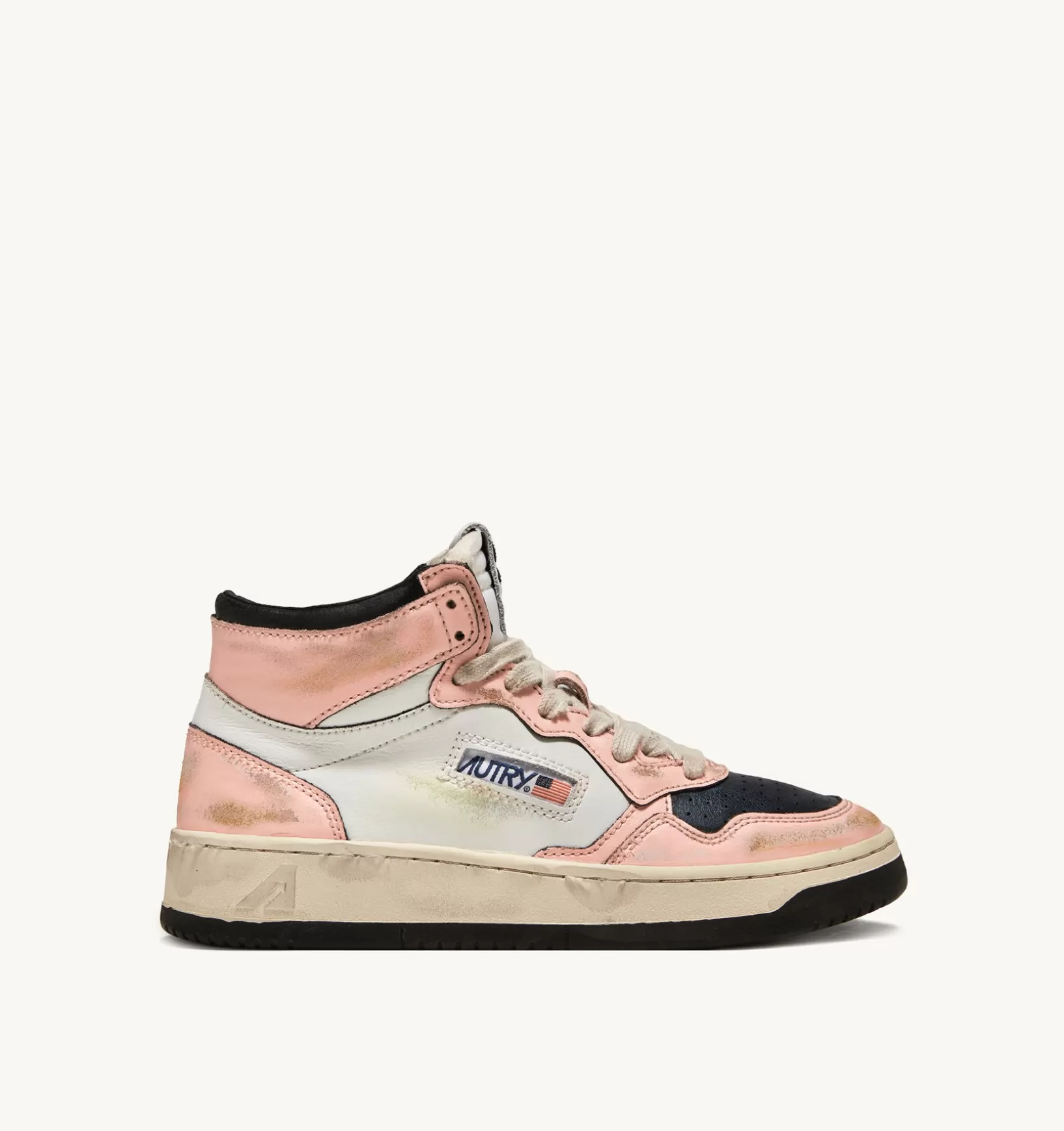 AUTRY Sneakers Medalist Mid Super Vintage In Pelle Colore Bianco E Rosa^Donna Super Vintage