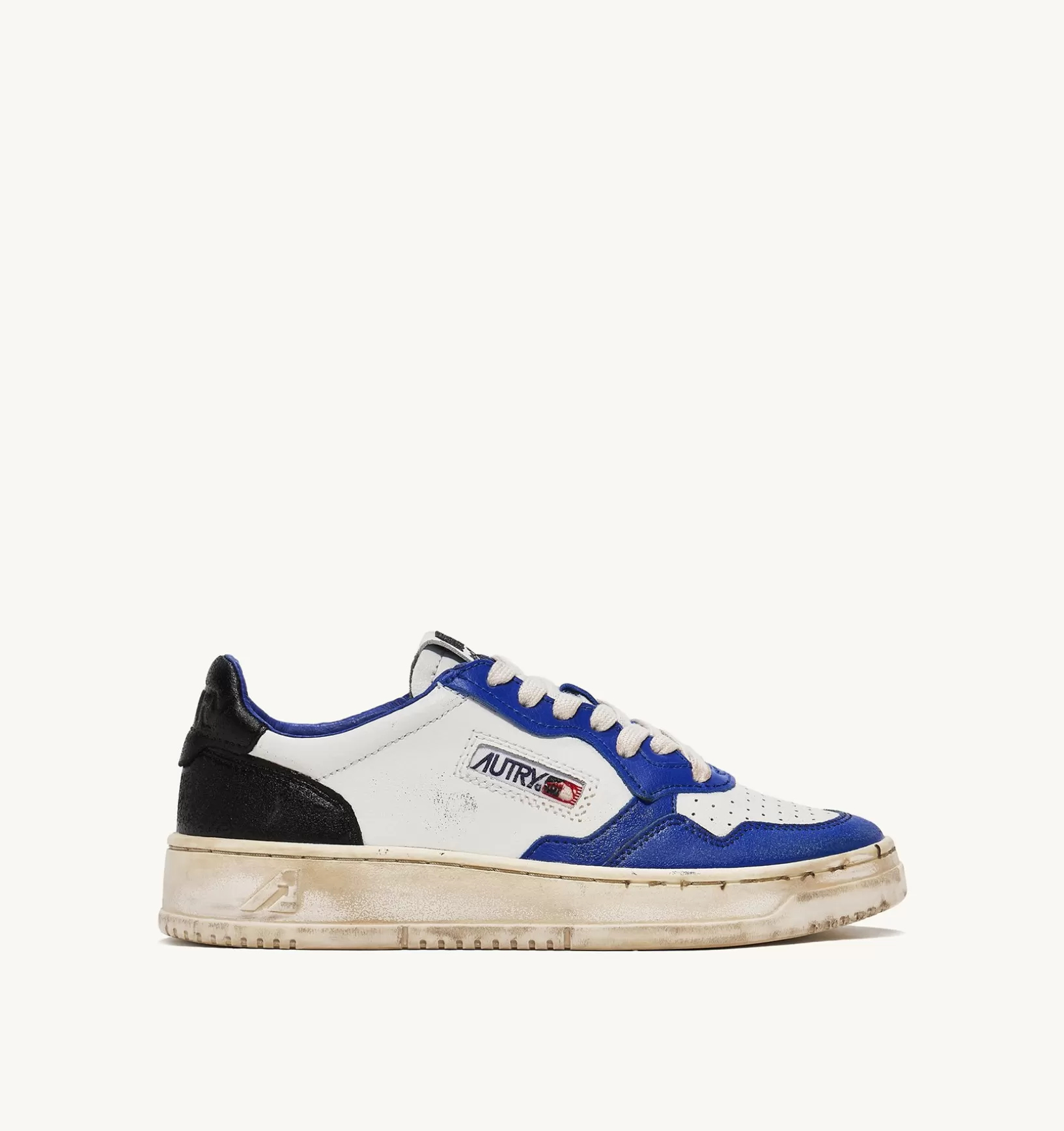 AUTRY Sneakers Medelist Low Super Vintage In Pelle Bianco Blue E Nero^Uomo Super Vintage
